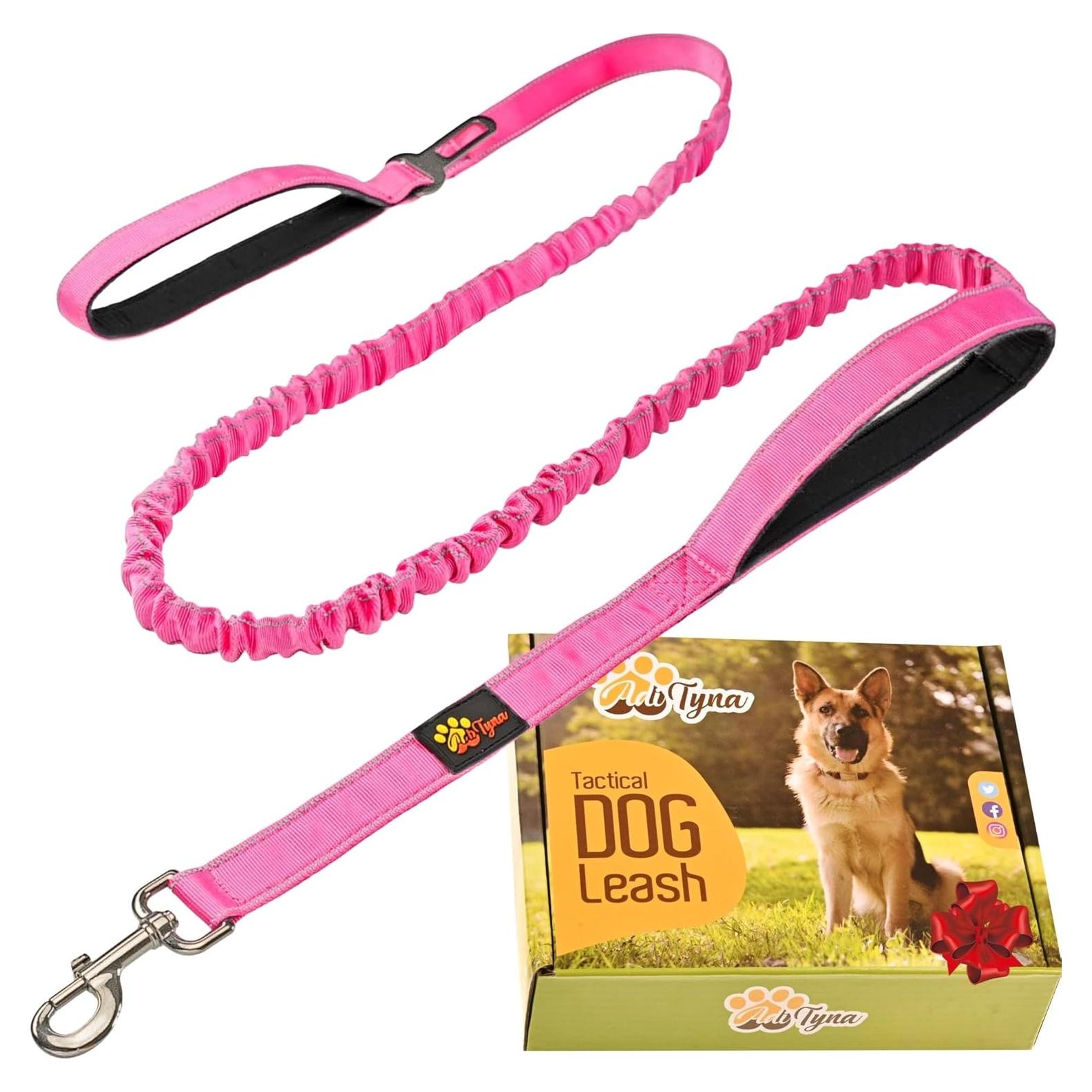 Correa Táctica Bungee para Perros ADITYNA 1.8m-2.3m Rosa