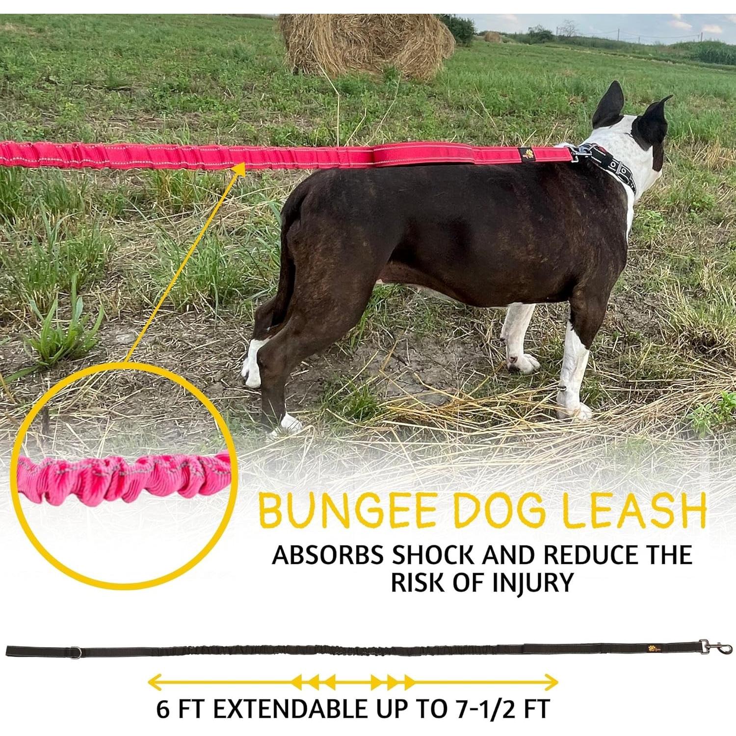 Correa Táctica Bungee para Perros ADITYNA 1.8m-2.3m Rosa