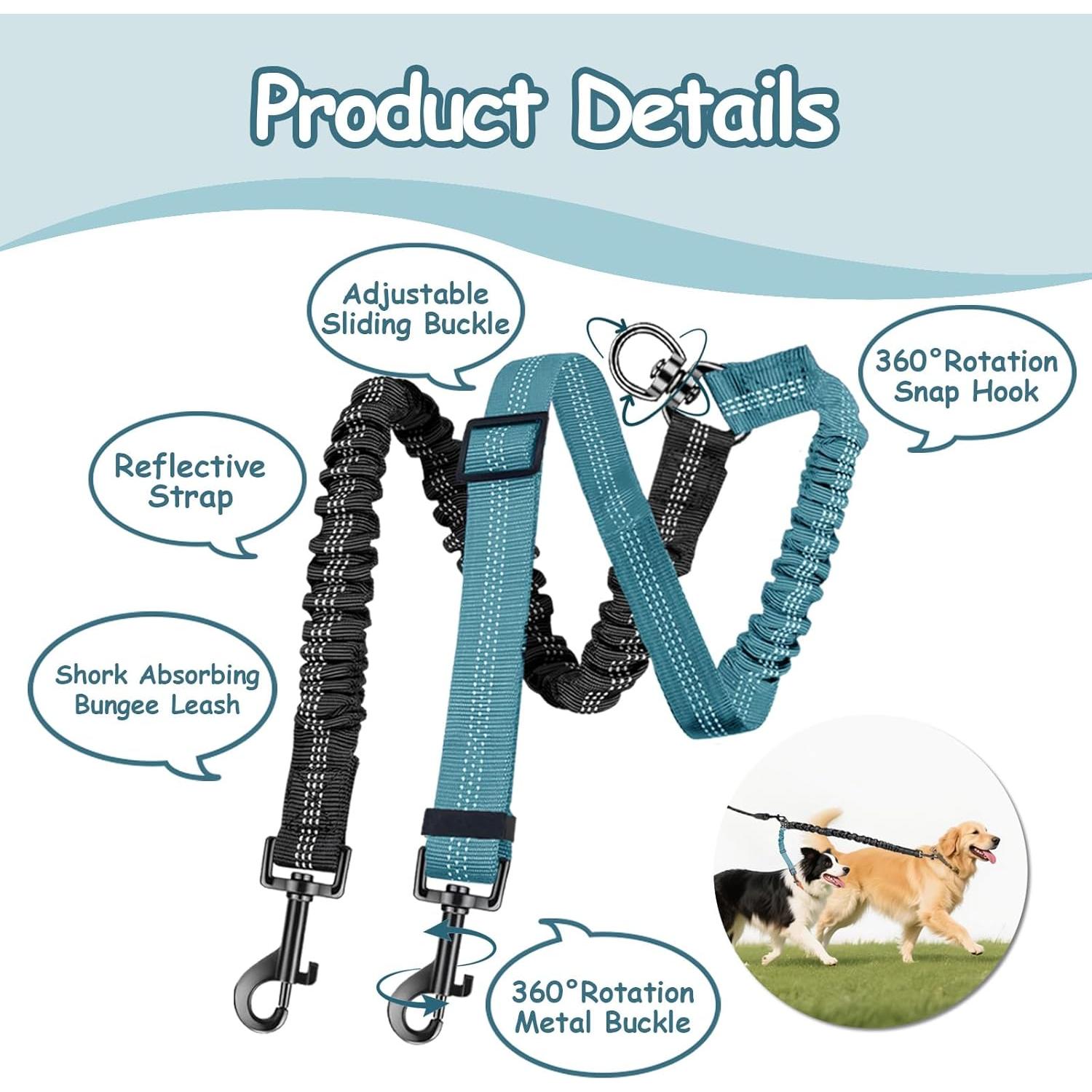 Correa Doble para Perros LEOSASA Azul Lago 35-55 cm