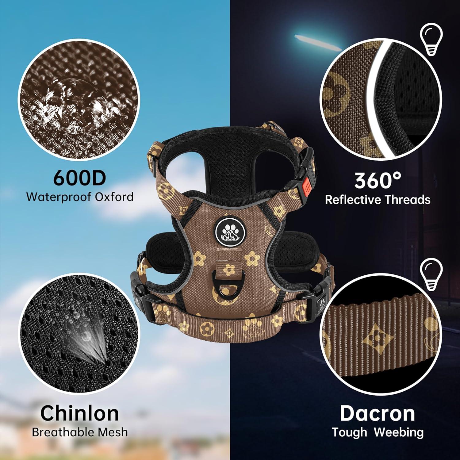 Arnés para Perros Sin Tirones NESTROAD Ajustable Marrón S