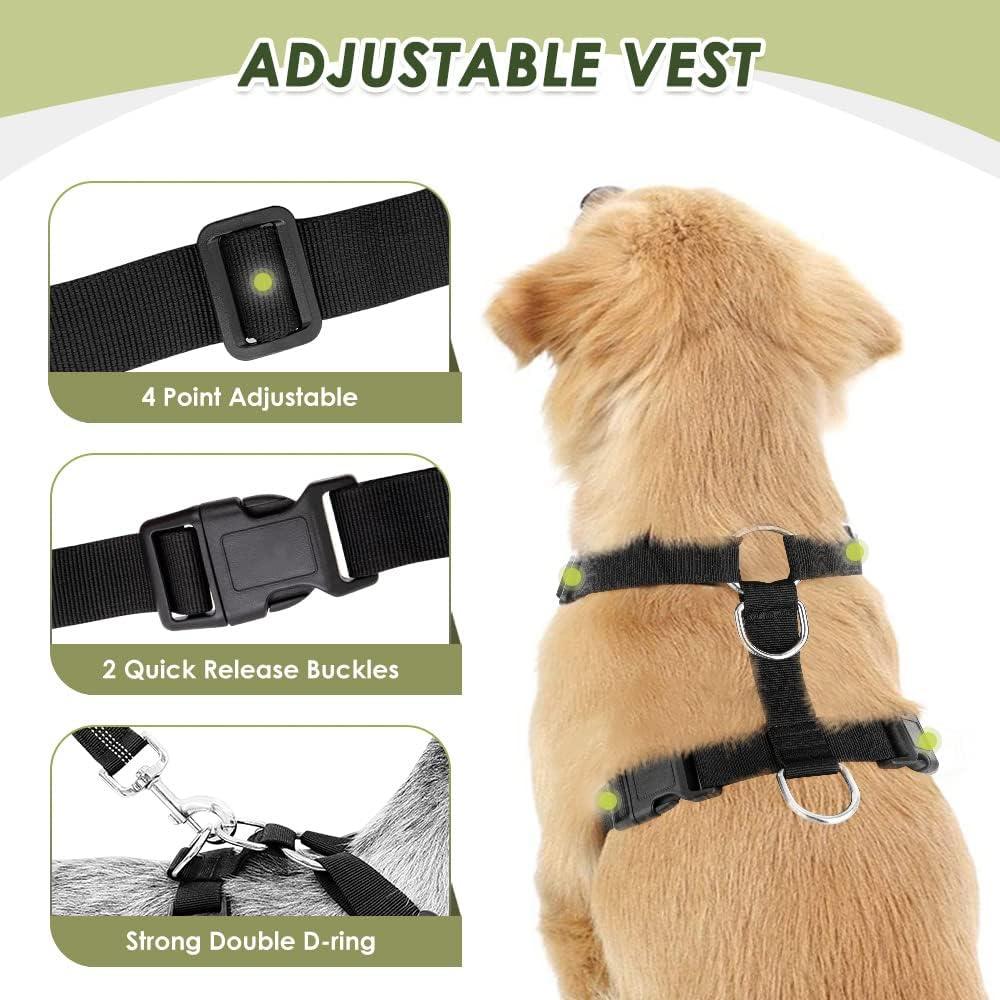Arnés de Perro Lukovee Ajustable para Auto Negro Mediano