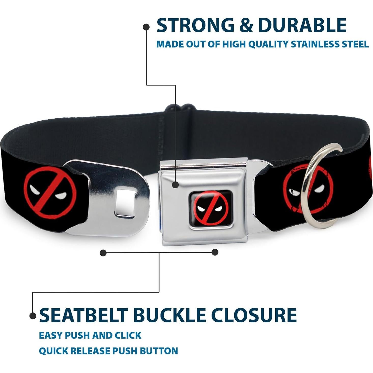 Collar para Perro Marvel Deadpool con Hebilla de Seguridad 27.94-41.91 cm