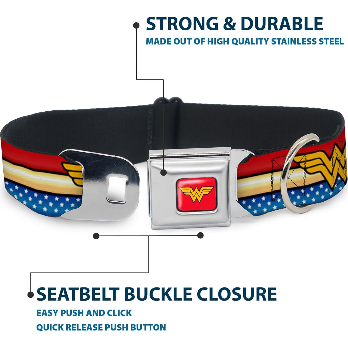 Collar de Perro Buckle-Down Wonder Woman 33-46 cm Multicolor