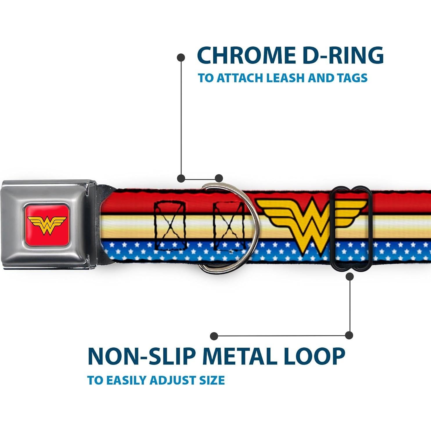 Collar de Perro Buckle-Down Wonder Woman 33-46 cm Multicolor