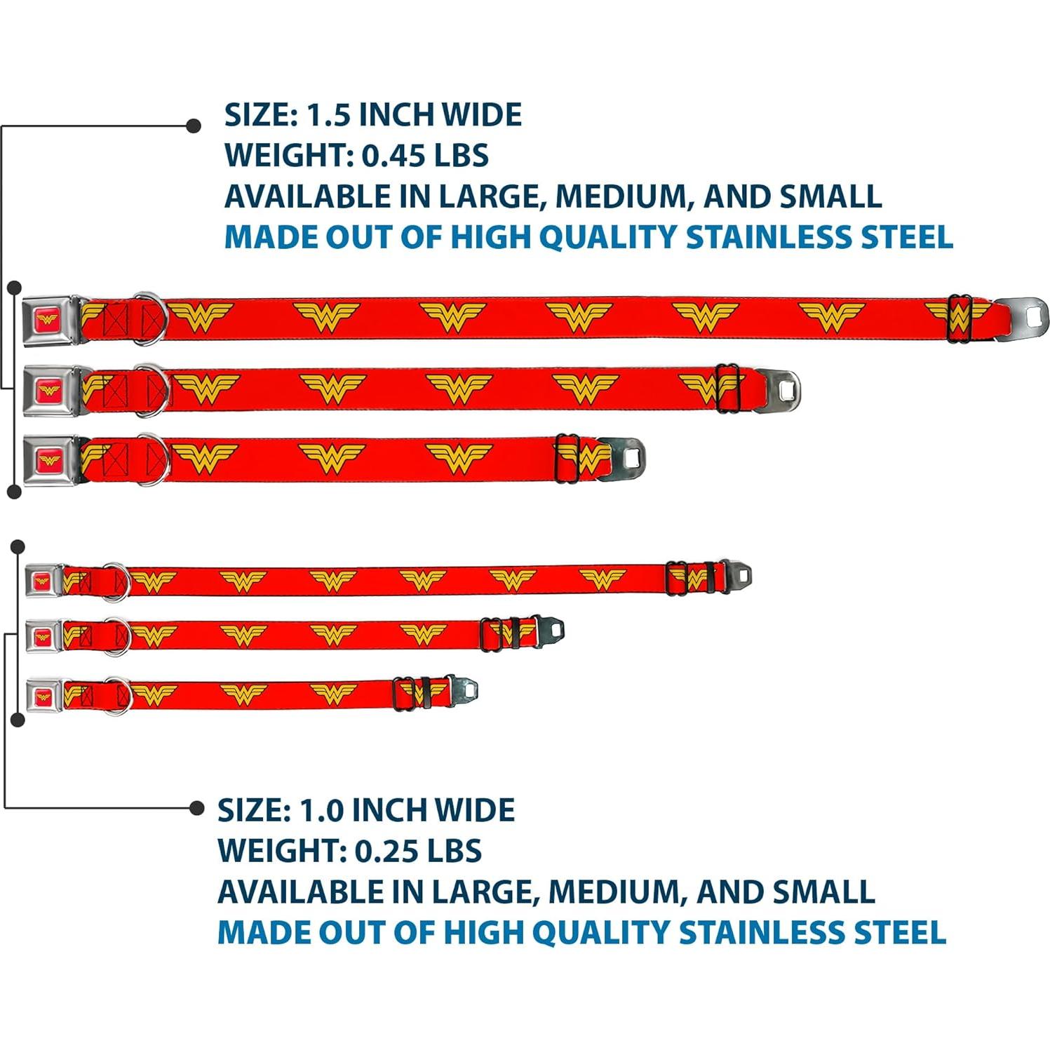 Collar de Perro Buckle-Down Wonder Woman Rojo 23-38 cm