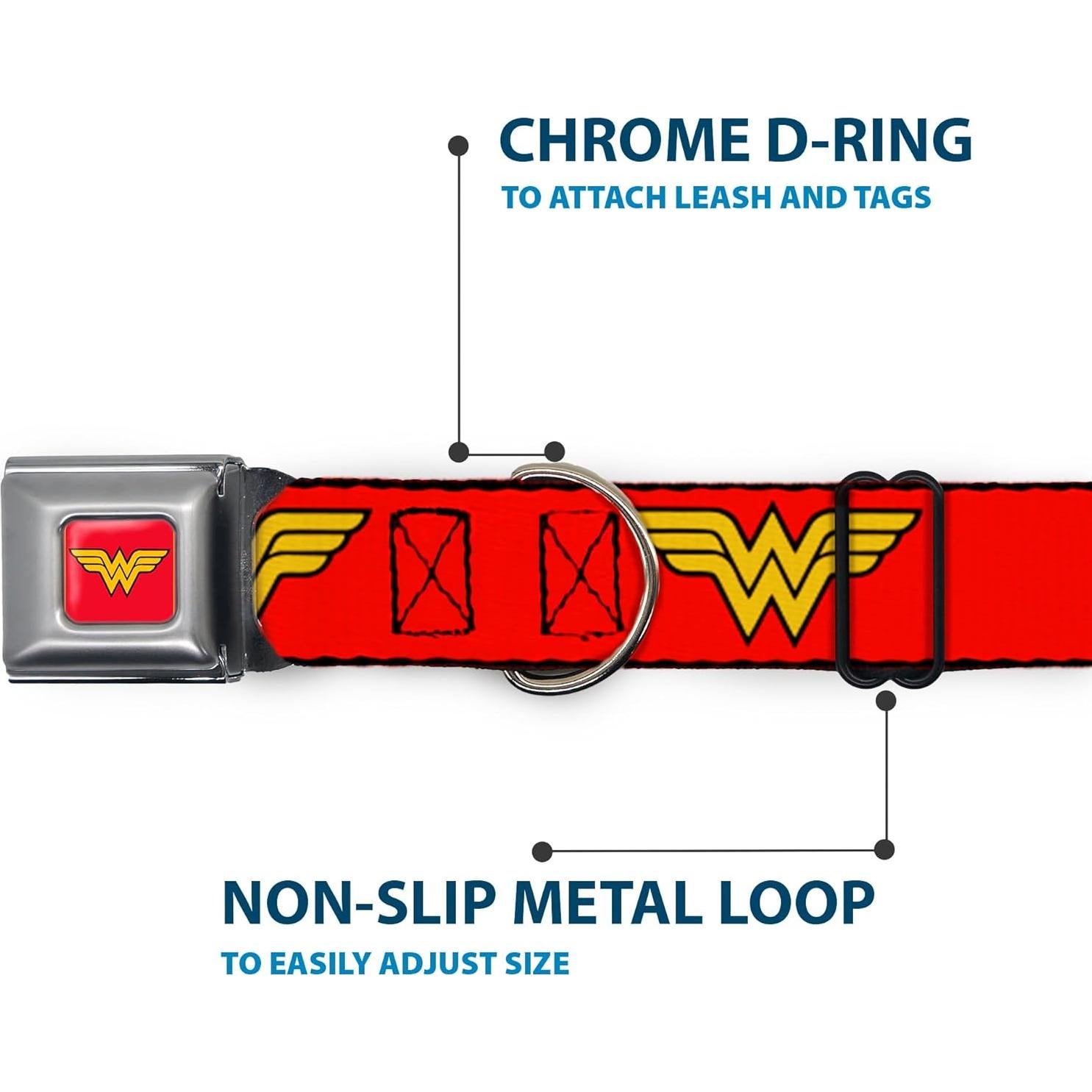 Collar de Perro Buckle-Down Wonder Woman Rojo 23-38 cm