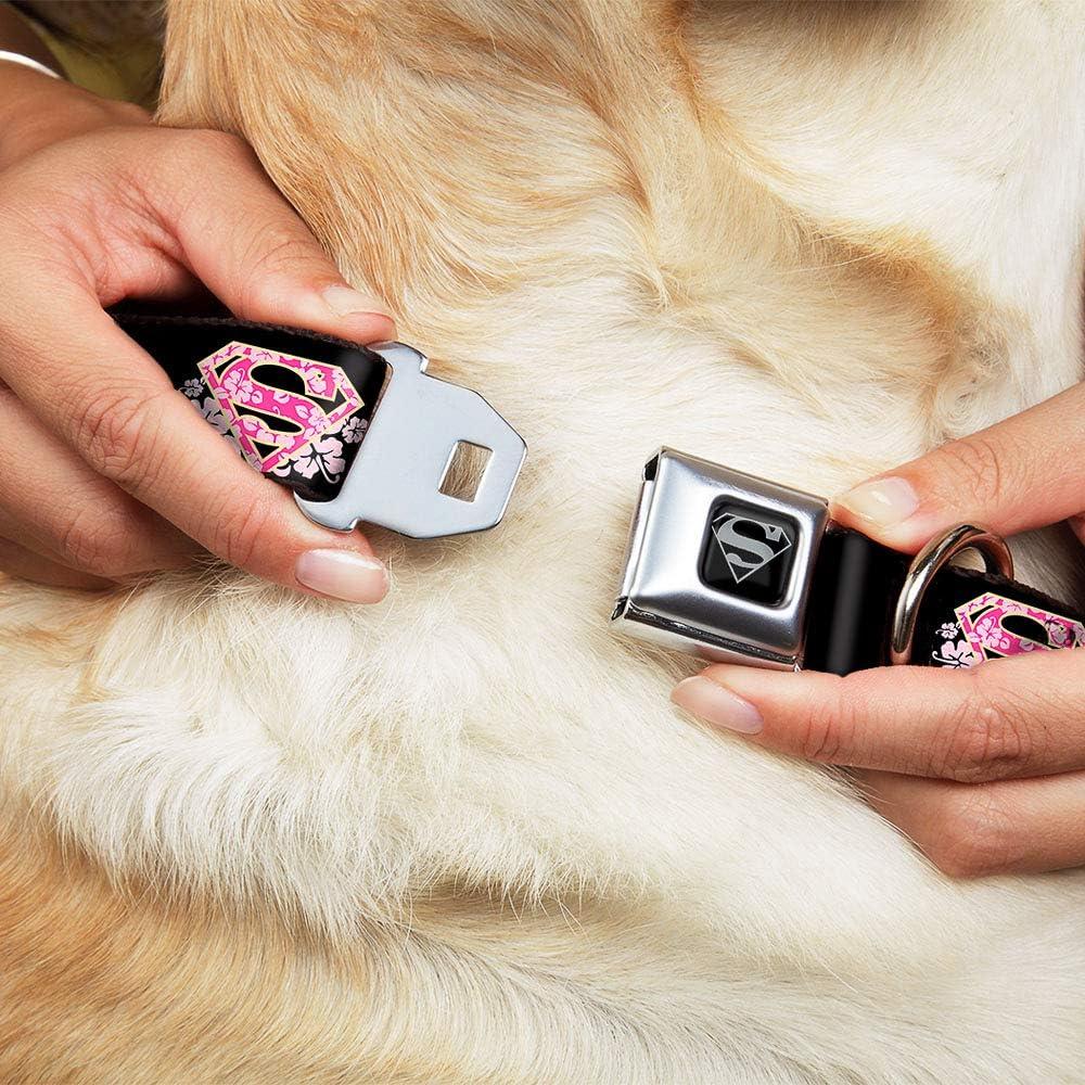 Collar de Perro Buckle-Down Hibisco Negro/Rosa 2.5cm 23-38cm