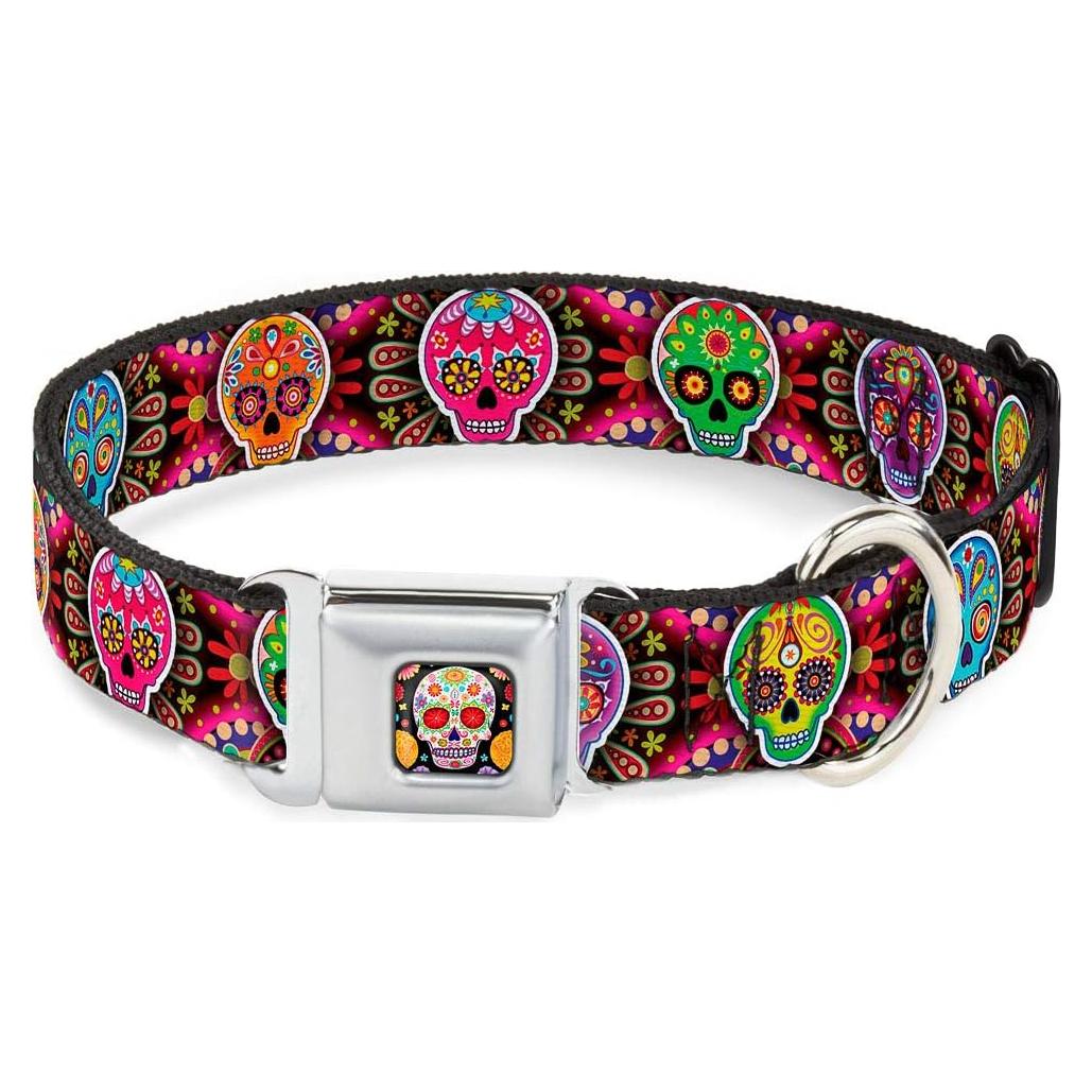 Collar de Perro Buckle-Down Multicolor Calaveras 38-66 cm