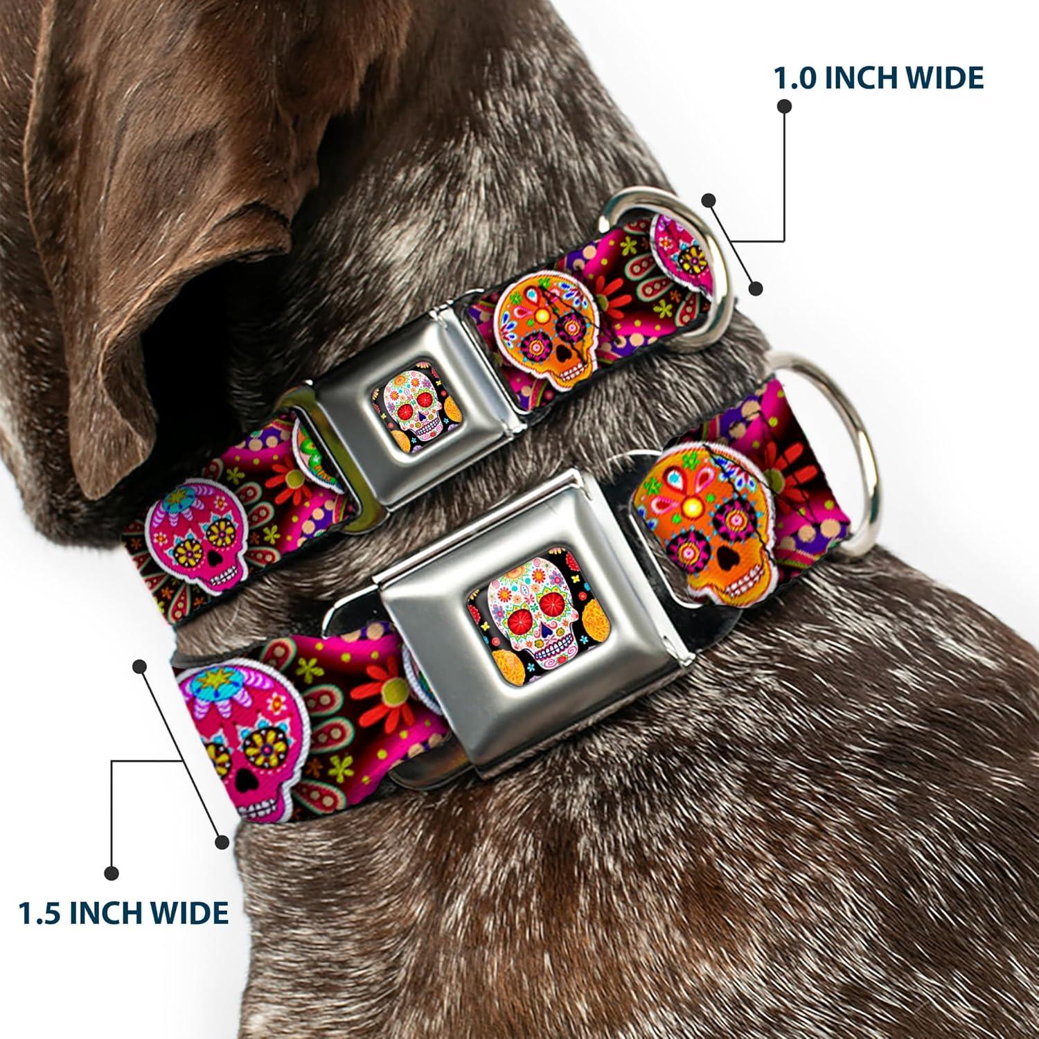 Collar de Perro Buckle-Down Multicolor Calaveras 38-66 cm