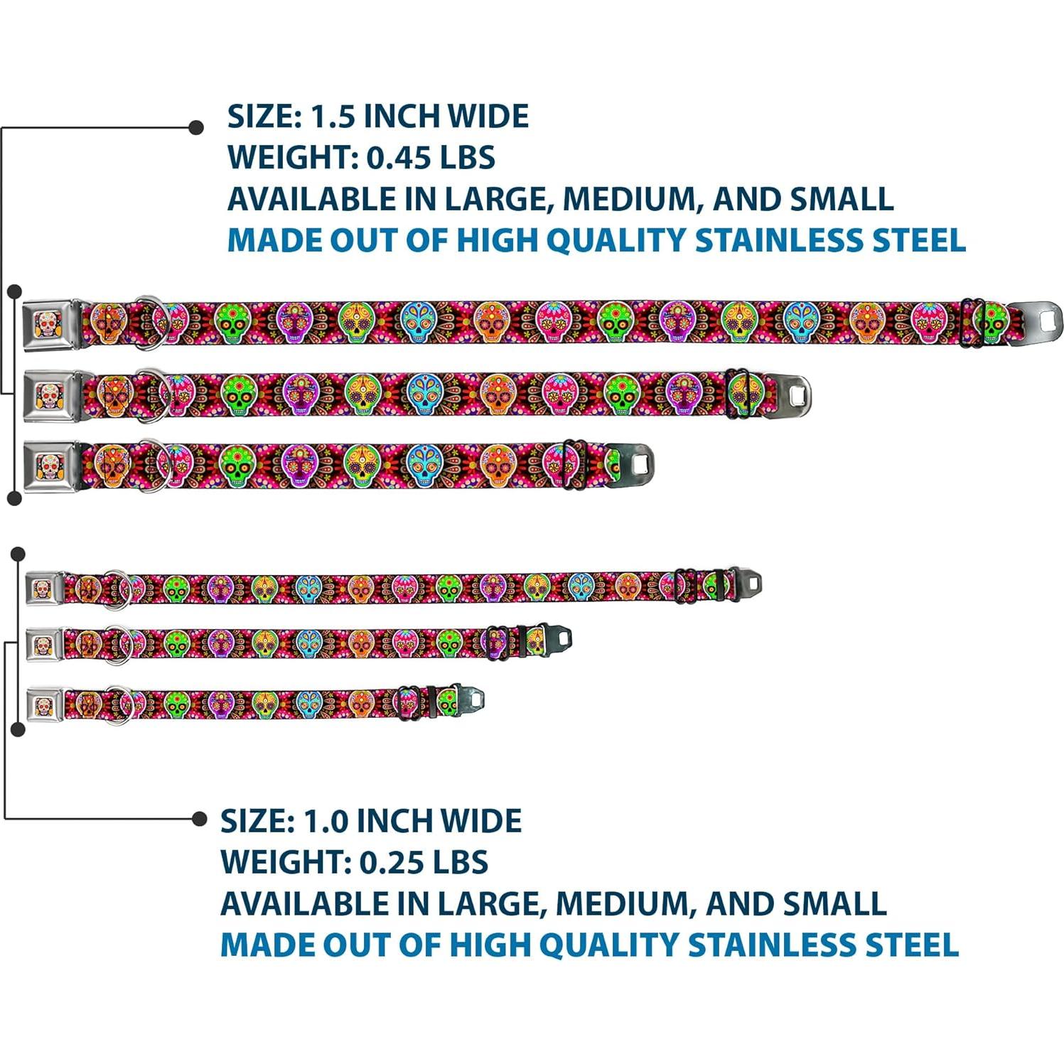 Collar de Perro Buckle-Down Multicolor Calaveras 38-66 cm