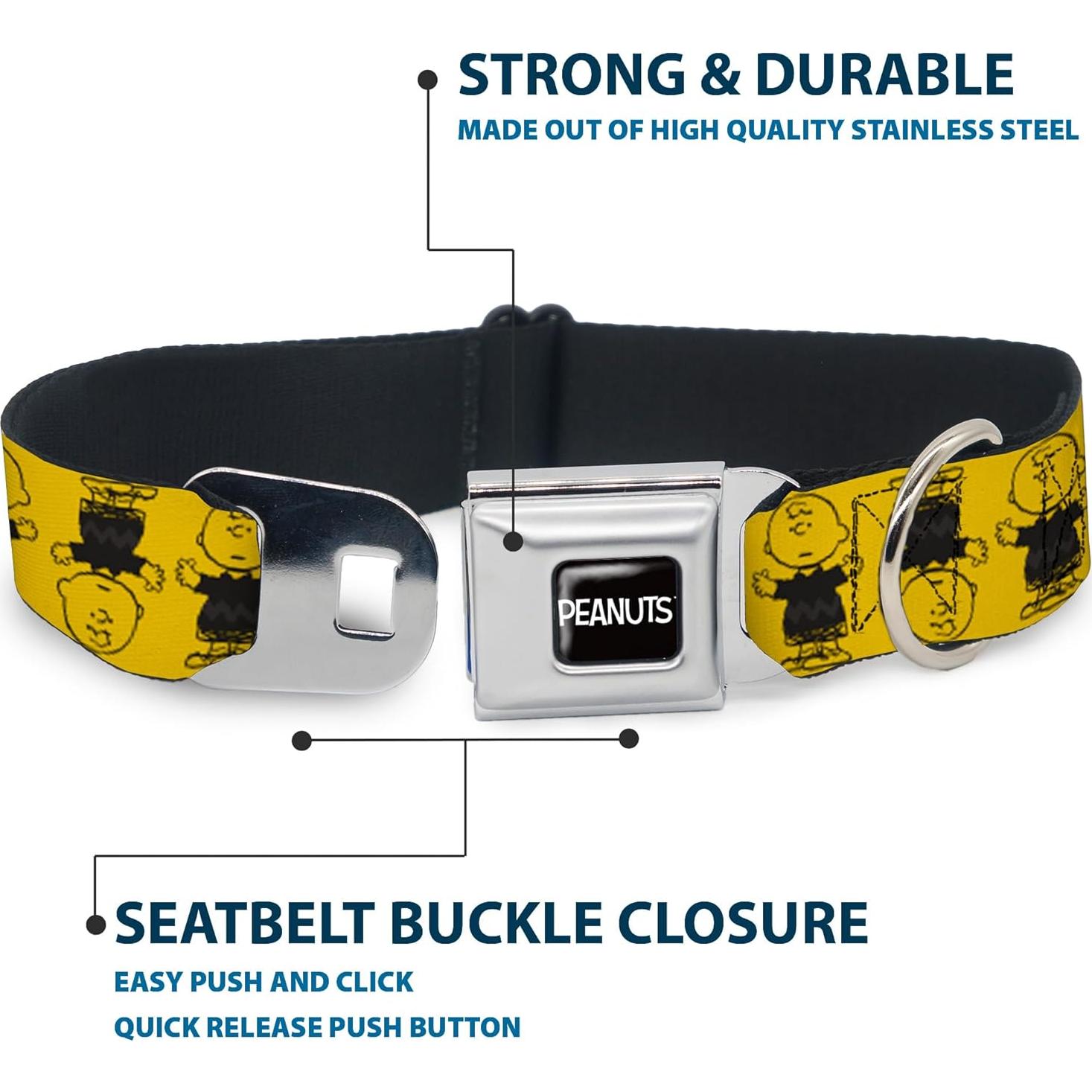 Collar para Perros Peanuts Buckle-Down 20-31" Amarillo y Negro
