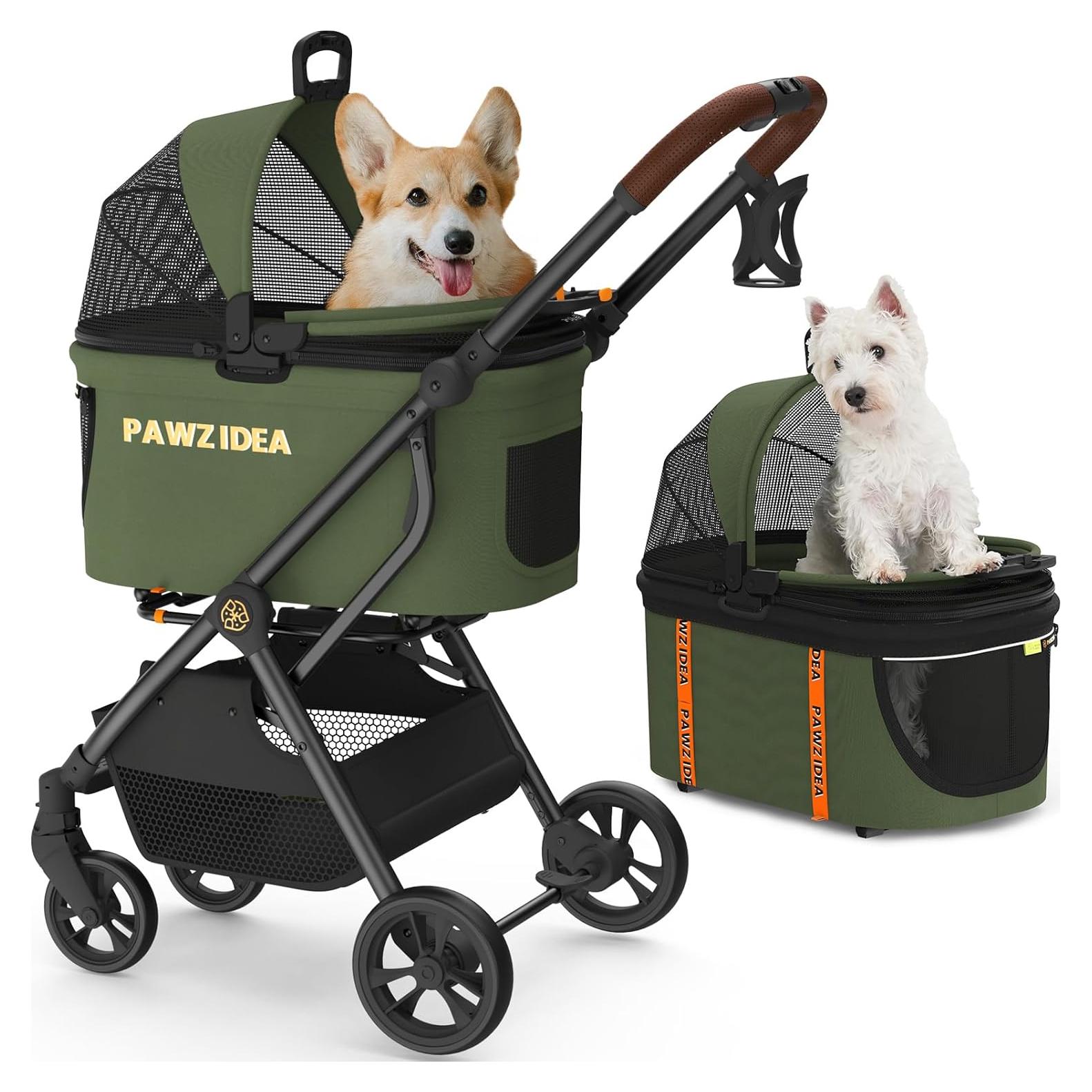 Carrito de Paseo PAWZIDEA 4 en 1 para Perros Pequeños y Medianos