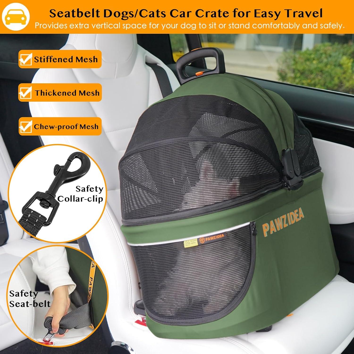Carrito de Paseo PAWZIDEA 4 en 1 para Perros Pequeños y Medianos