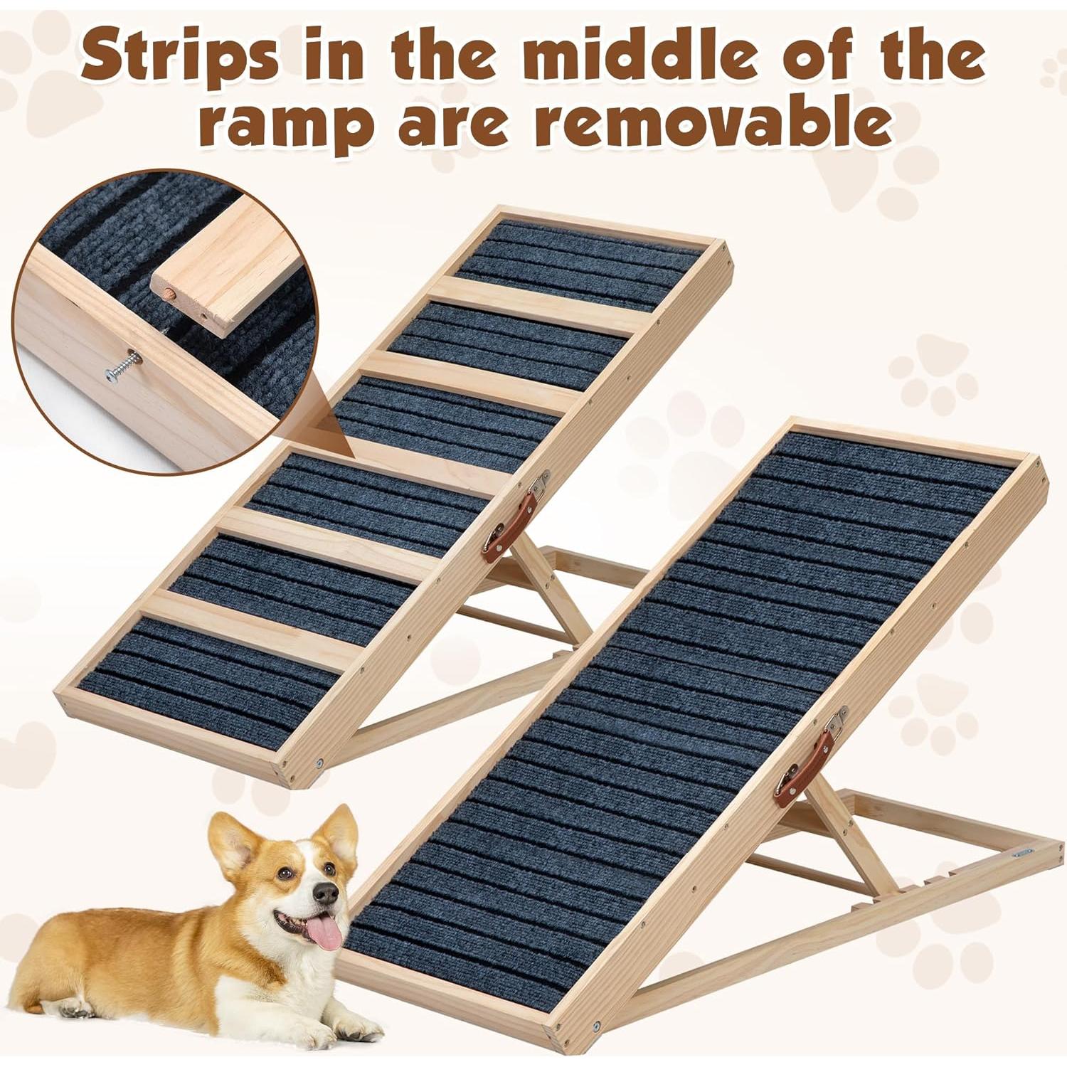 Rampa Plegable para Perros COZIVVOVV Ajustable 4 Alturas 40.64-60.96 cm