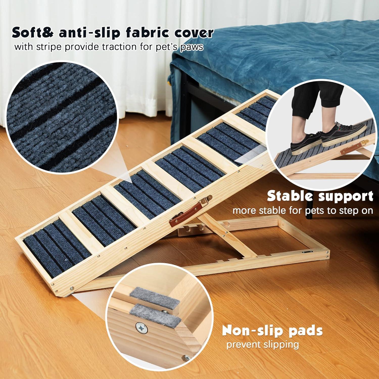 Rampa Plegable para Perros COZIVVOVV Ajustable 4 Alturas 40.64-60.96 cm