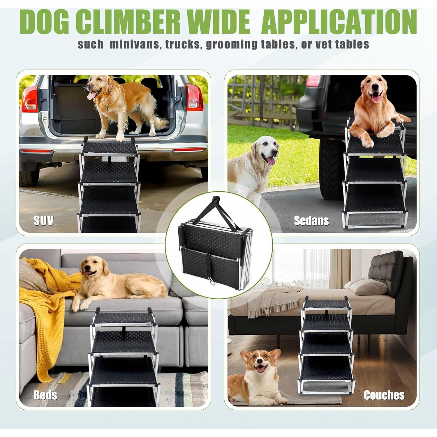 Escaleras Plegables para Perros 9TH SHOP - Antideslizantes 4 Escalones