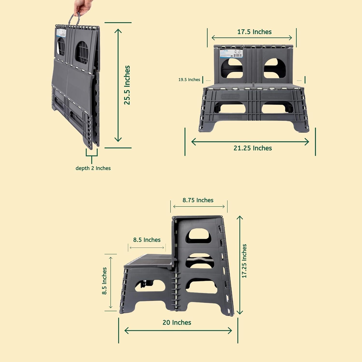 Escalera Plegable para Mascotas Bee Neat 2 Pasos Soporta 136kg