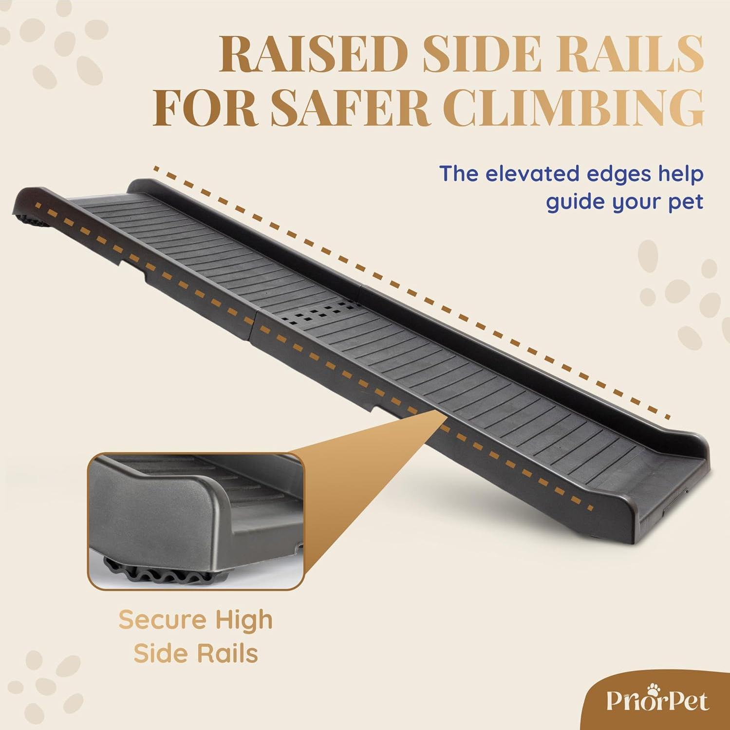 Rampa para Perros PRIORPET 174 cm Antideslizante 136 kg Negra