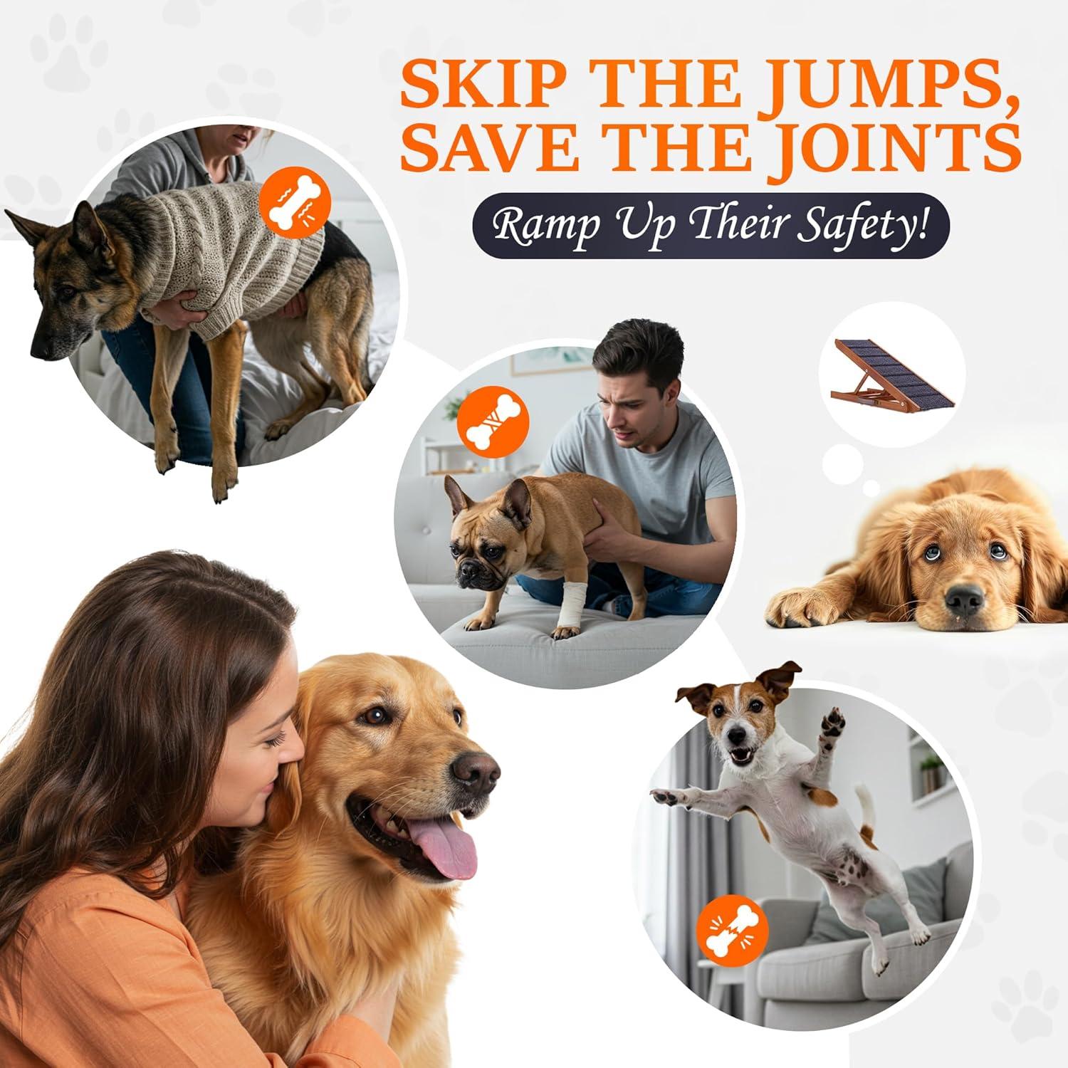 Rampa Ajustable para Perros Pathosio - Madera Nogal 5 Niveles