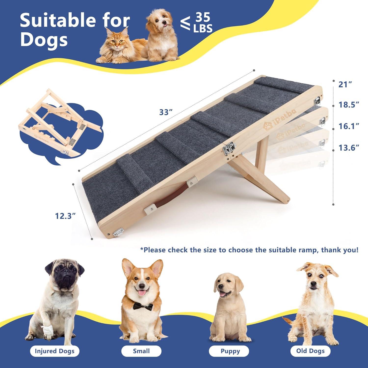 Rampa Plegable para Perros iPetba Ajustable 53.5 cm 16 kg