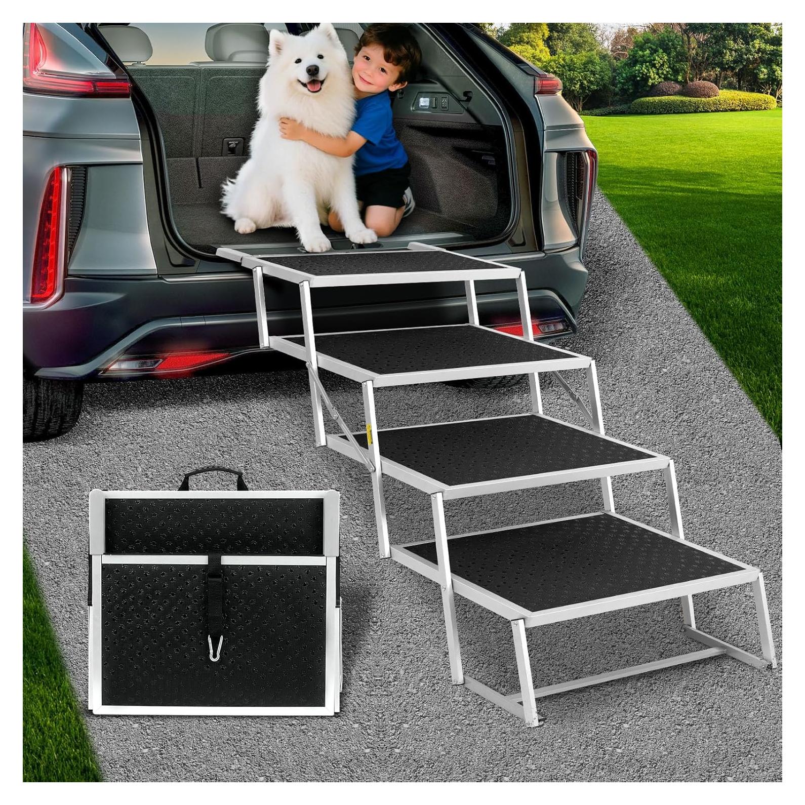 Rampa Plegable para Perros Zerria Extra Ancha 4 Pasos Antideslizante