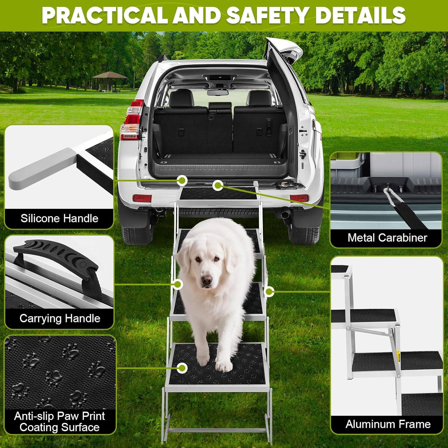 Rampa Plegable para Perros Zerria Extra Ancha 4 Pasos Antideslizante