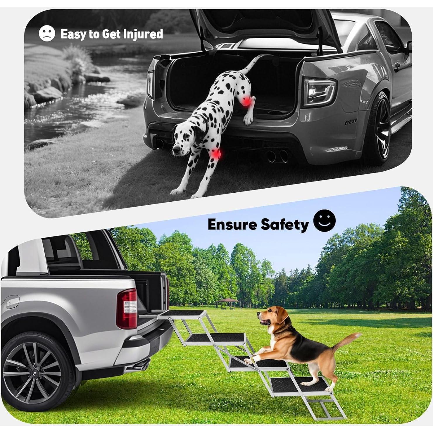 Rampa Plegable para Perros Zerria Extra Ancha 4 Pasos Antideslizante