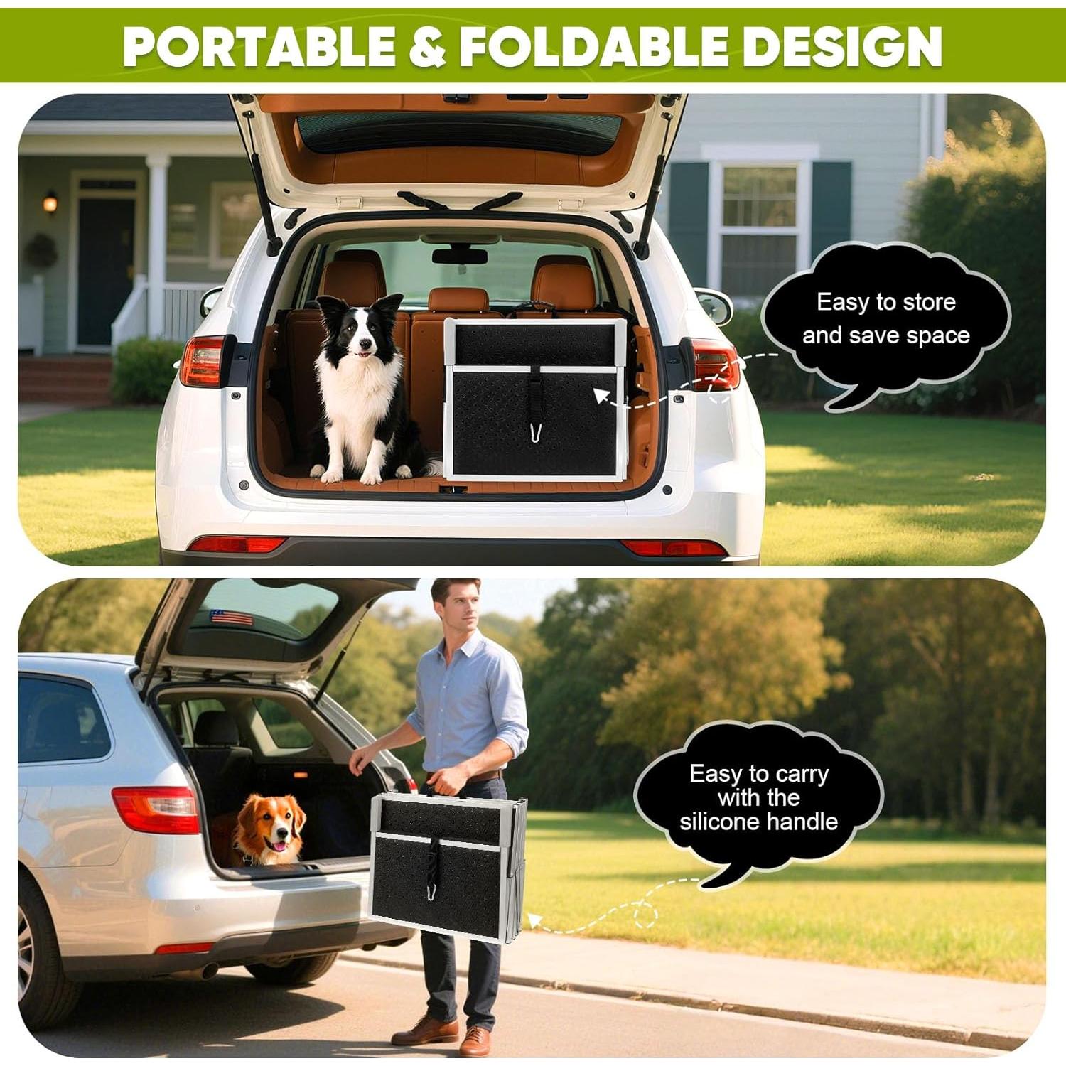 Rampa Plegable para Perros Zerria Extra Ancha 4 Pasos Antideslizante