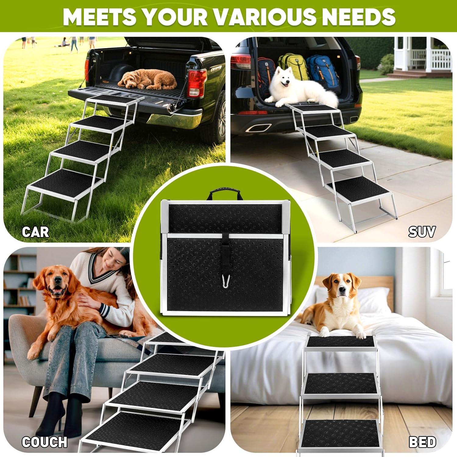 Rampa Plegable para Perros Zerria Extra Ancha 4 Pasos Antideslizante