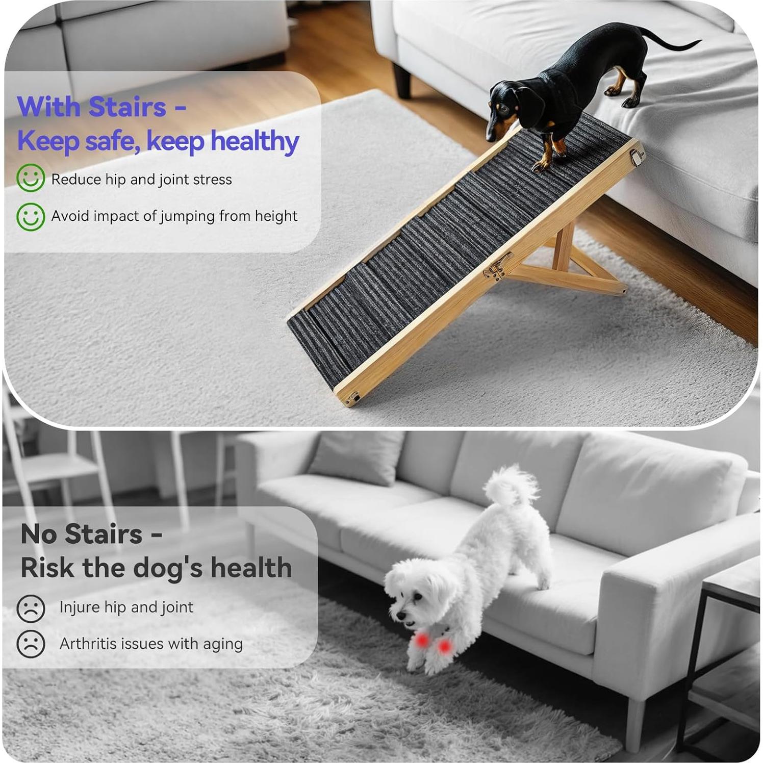 Rampa Plegable para Perros Pawaboo 4 Alturas Ajustables 34-53 cm