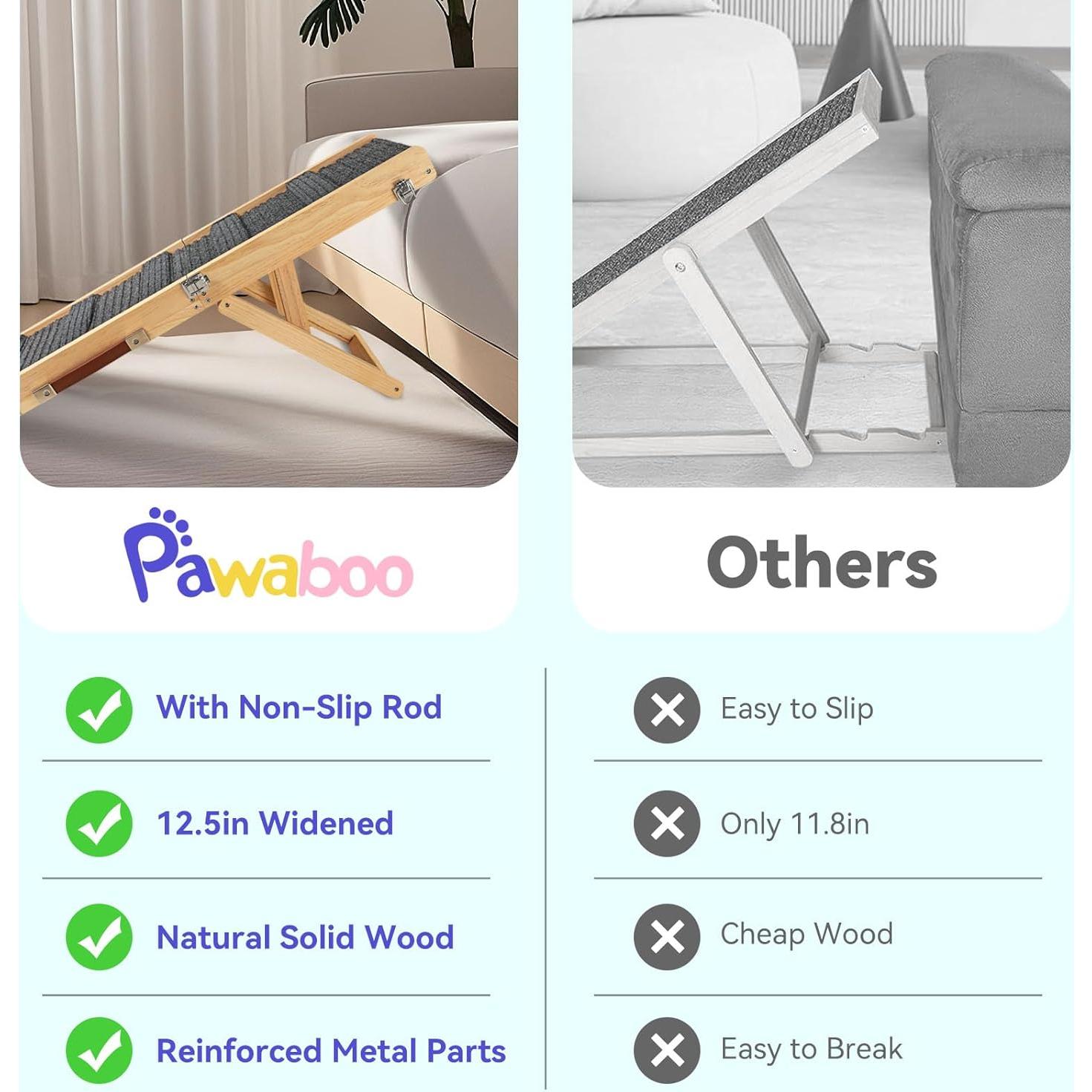 Rampa Plegable para Perros Pawaboo 4 Alturas Ajustables 34-53 cm