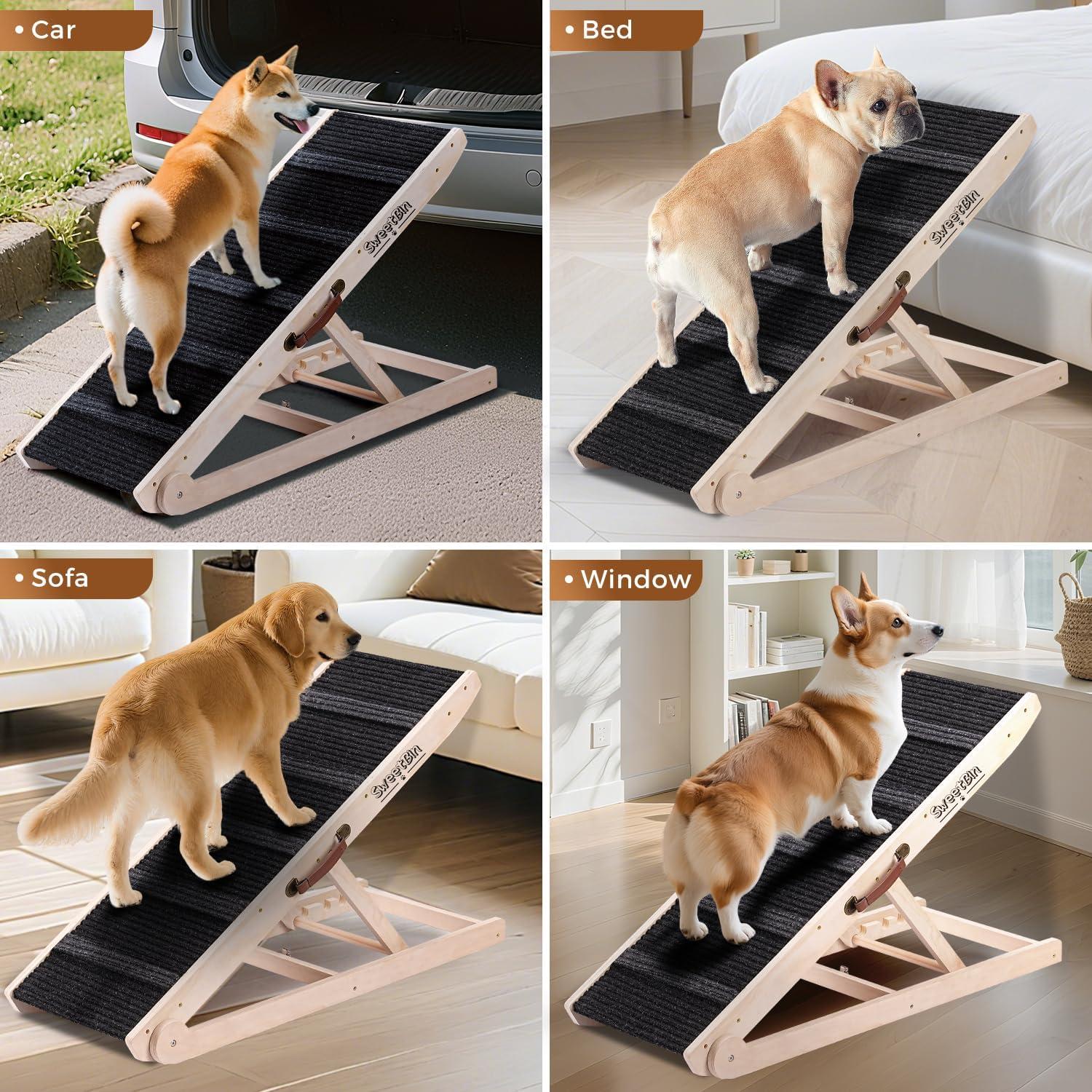 Rampa Plegable para Perros SweetBin - 6 Alturas Ajustables 30-60 cm