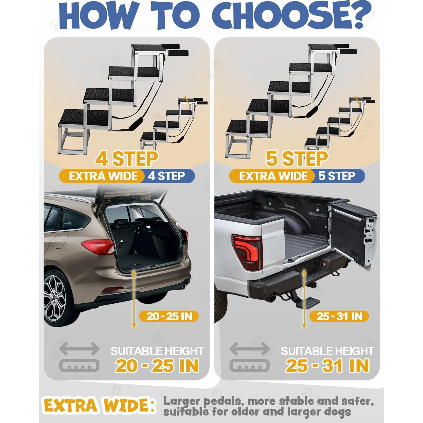 Rampa Plegable para Perros Jovrun 5 Pasos Antideslizante 90.7kg