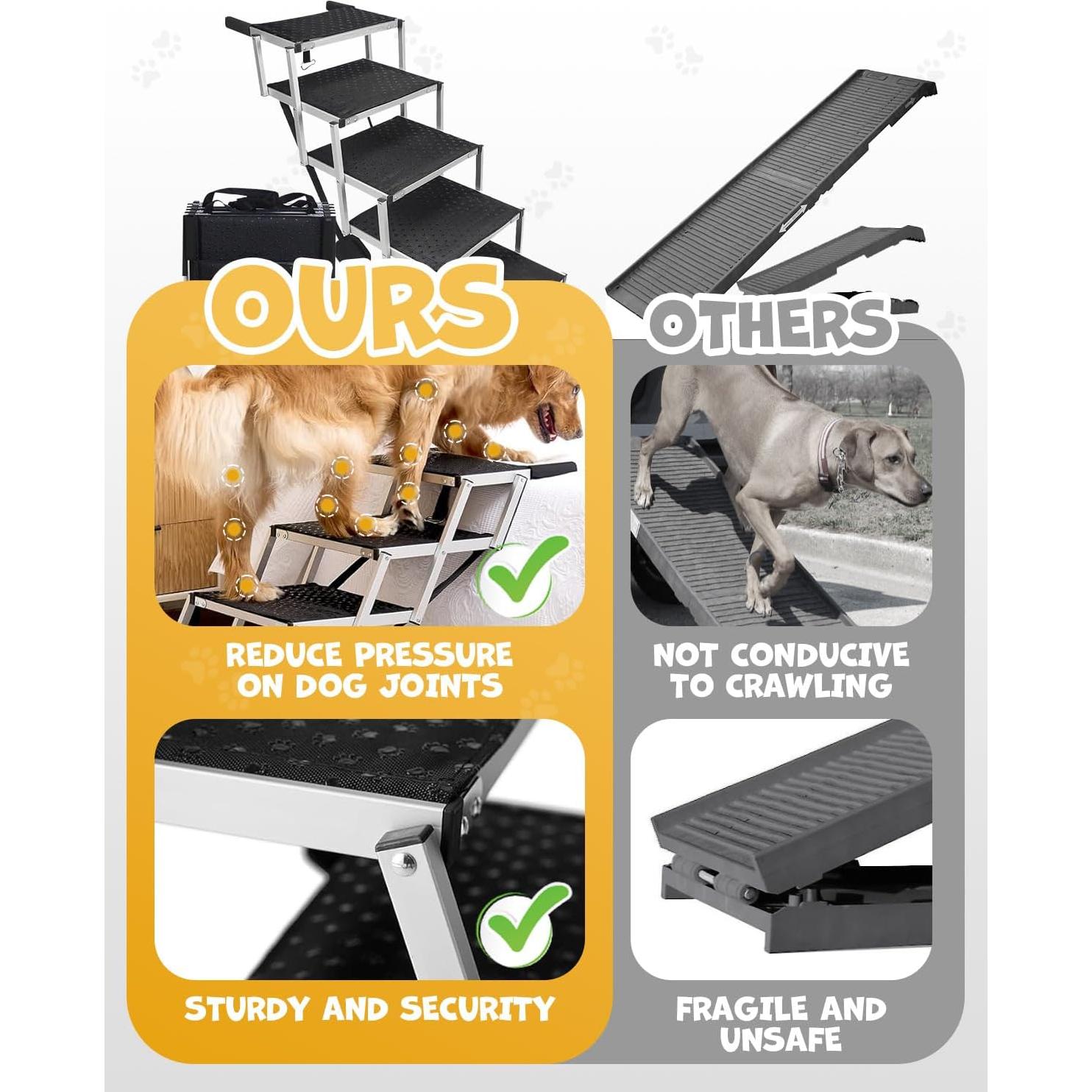 Rampa Plegable para Perros Jovrun 5 Pasos Antideslizante 90.7kg