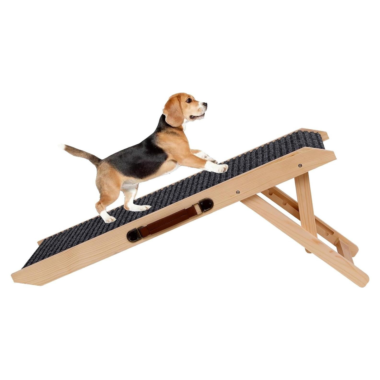Rampa Plegable para Perros HAXIMWO6 de Madera Ajustable 24.9-46 cm