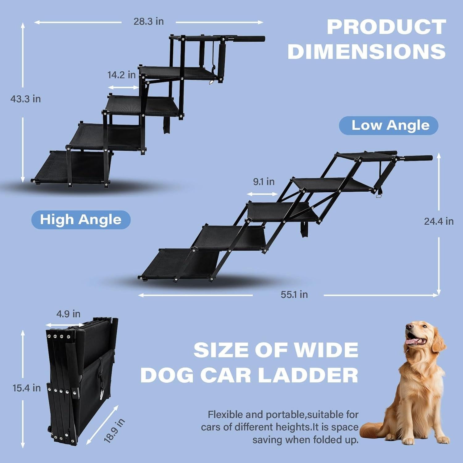 Escalera Plegable para Perros Imseigo 5 Pasos Antideslizante