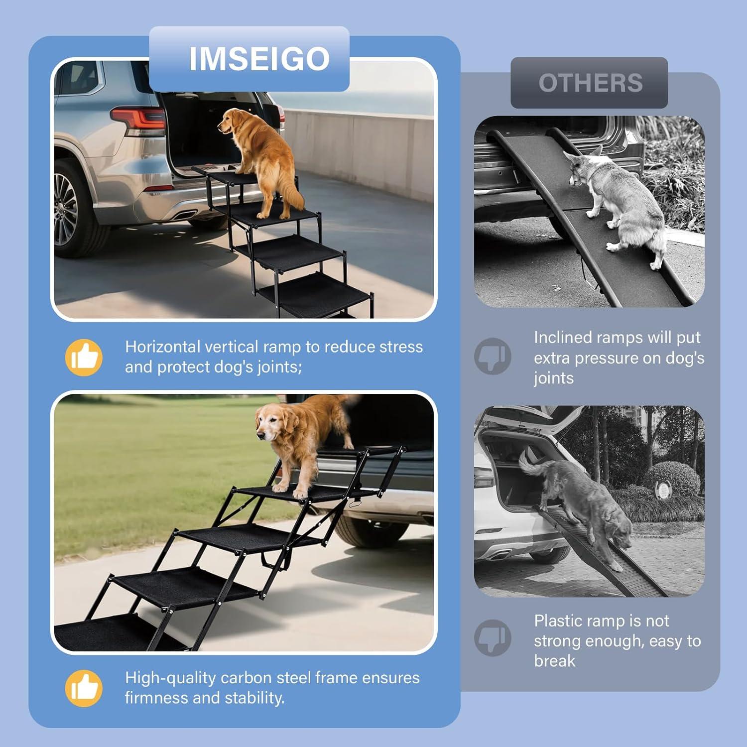 Escalera Plegable para Perros Imseigo 5 Pasos Antideslizante
