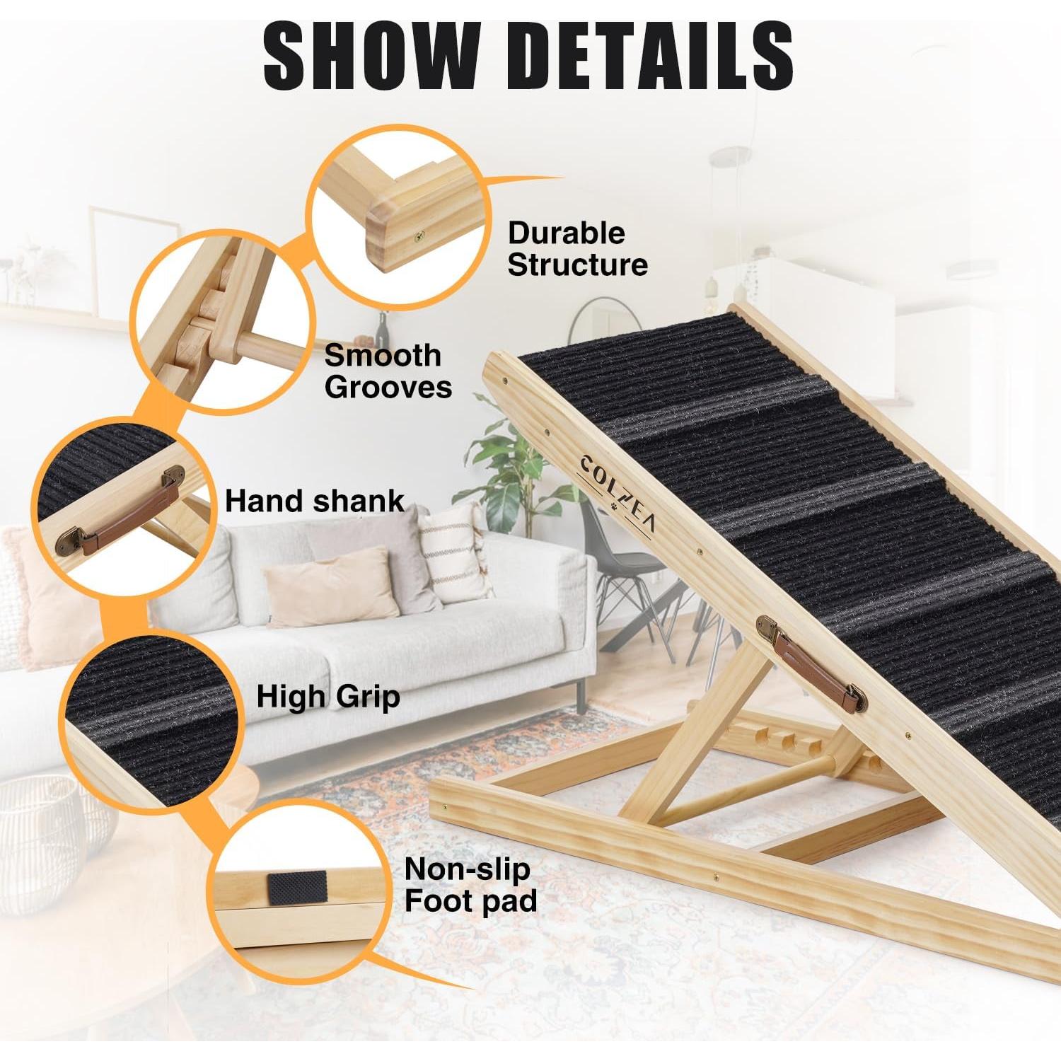 Rampa para Mascotas COLZEA Plegable 105 cm Ajustable 200 kg