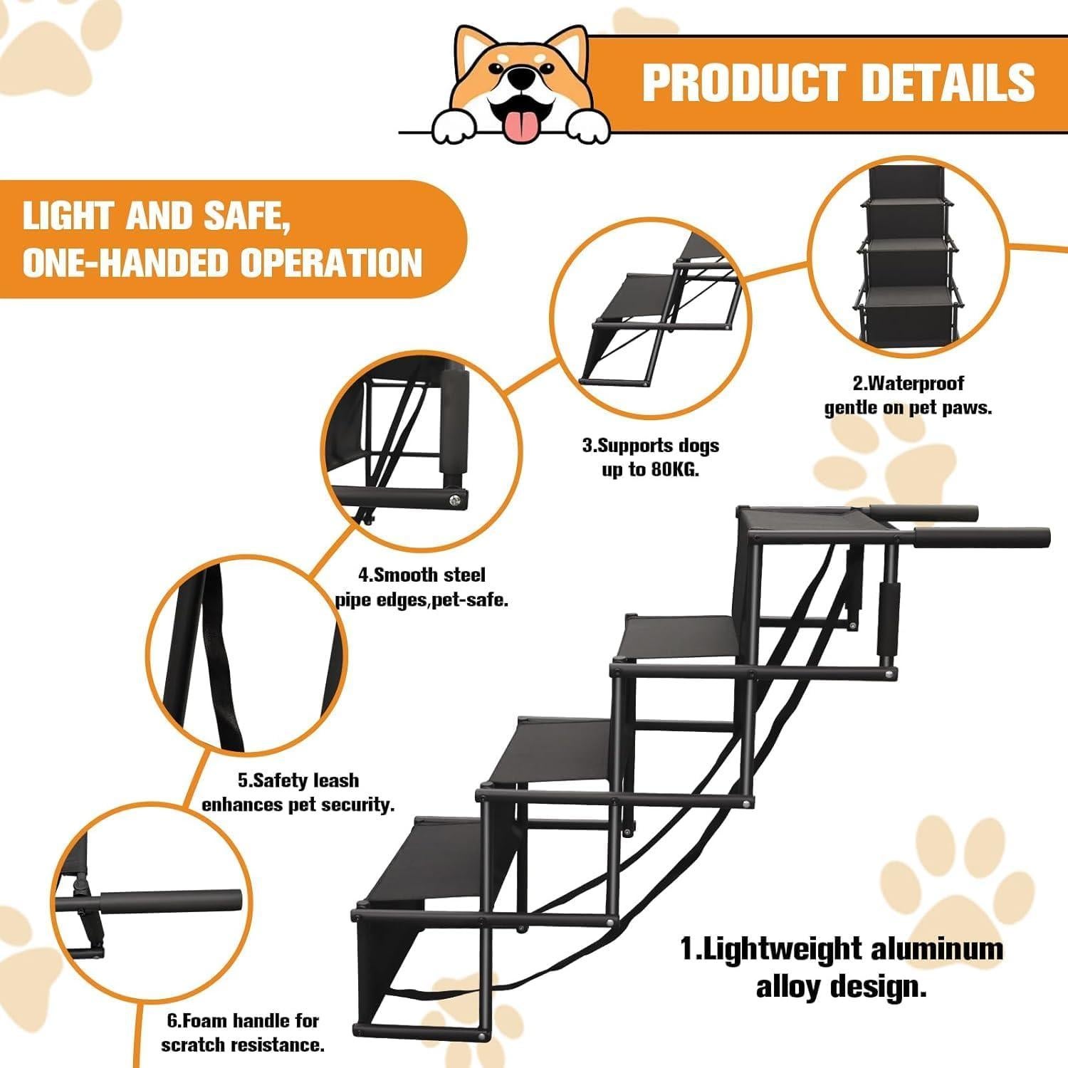 Escalera Plegable para Perros COOLOUS - 4 Escalones Antideslizantes