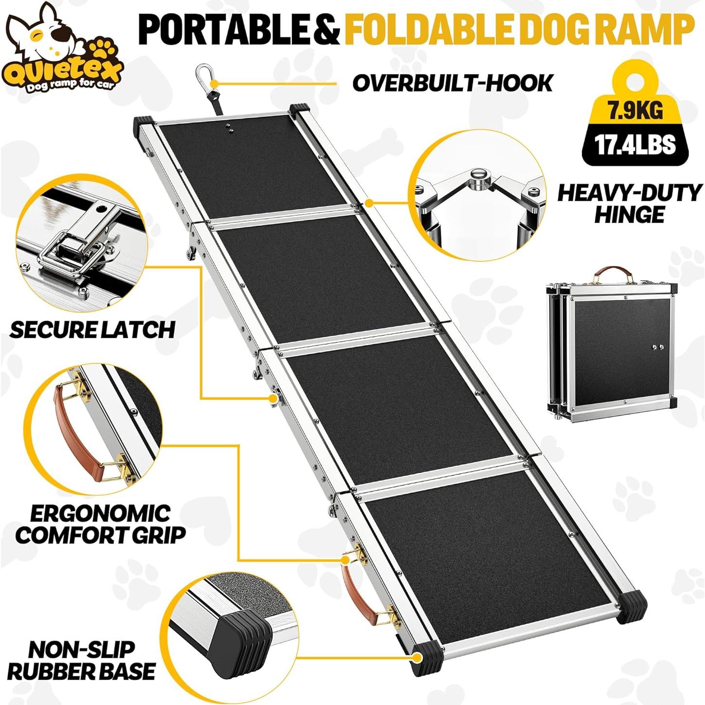 Rampa Plegable para Perros QUIETEX 180 cm Antideslizante 150 kg