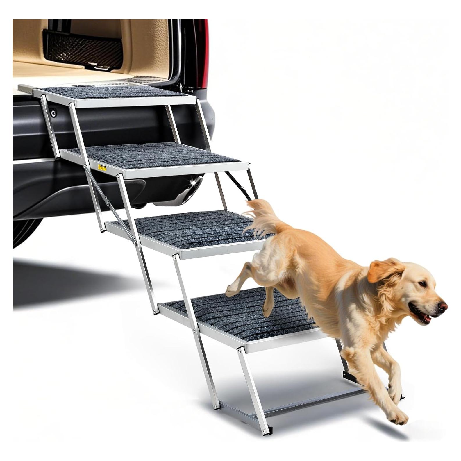 Escalera Plegable para Perros LUFFWELL 4 Escalones Ancha 90.7 kg