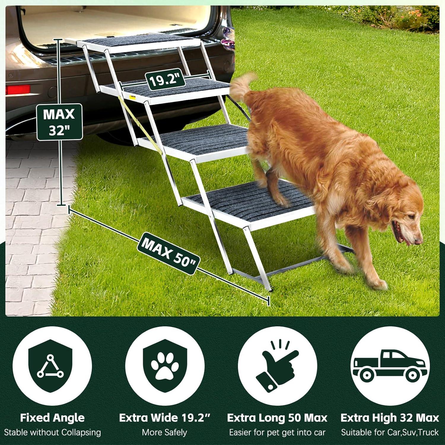 Escalera Plegable para Perros LUFFWELL 4 Escalones Ancha 90.7 kg