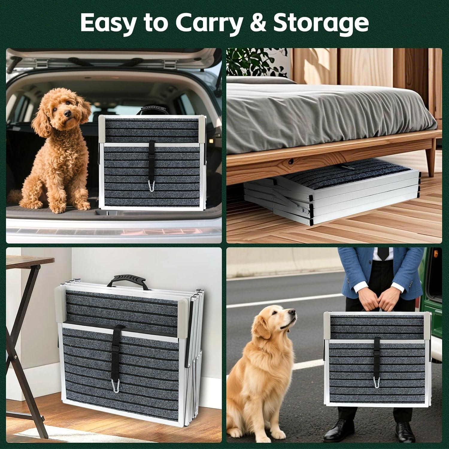 Escalera Plegable para Perros LUFFWELL 4 Escalones Ancha 90.7 kg