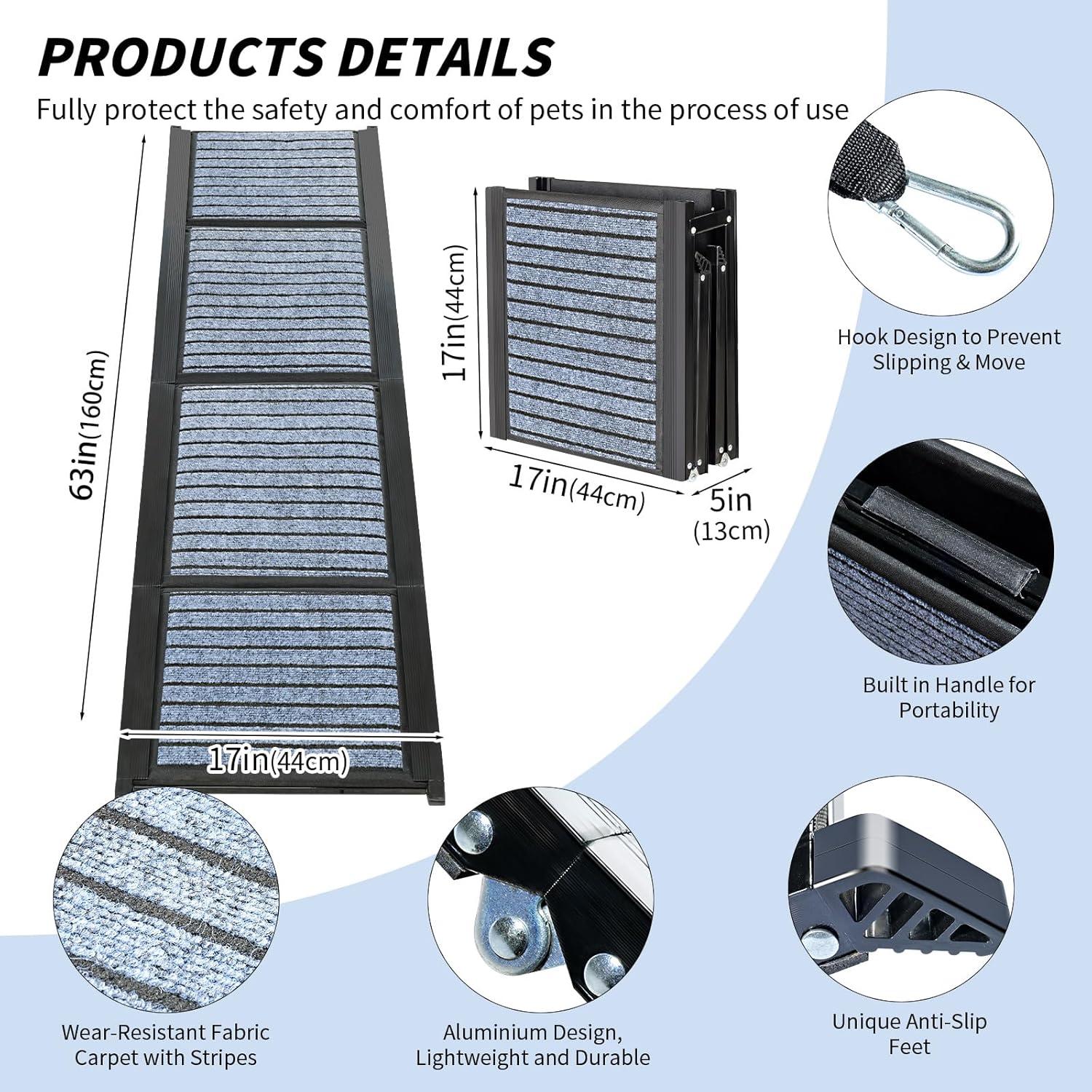 Rampa para perros Dirtreker 63"x17" antideslizante hasta 113.4 kg