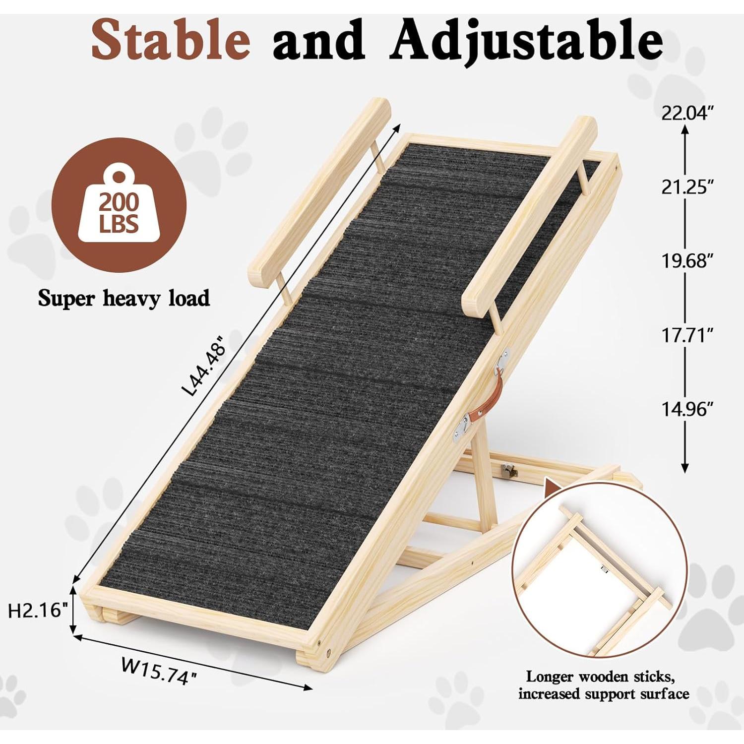 Rampa para Perros Chuiendi 113 cm Ajustable 5 Alturas Antideslizante