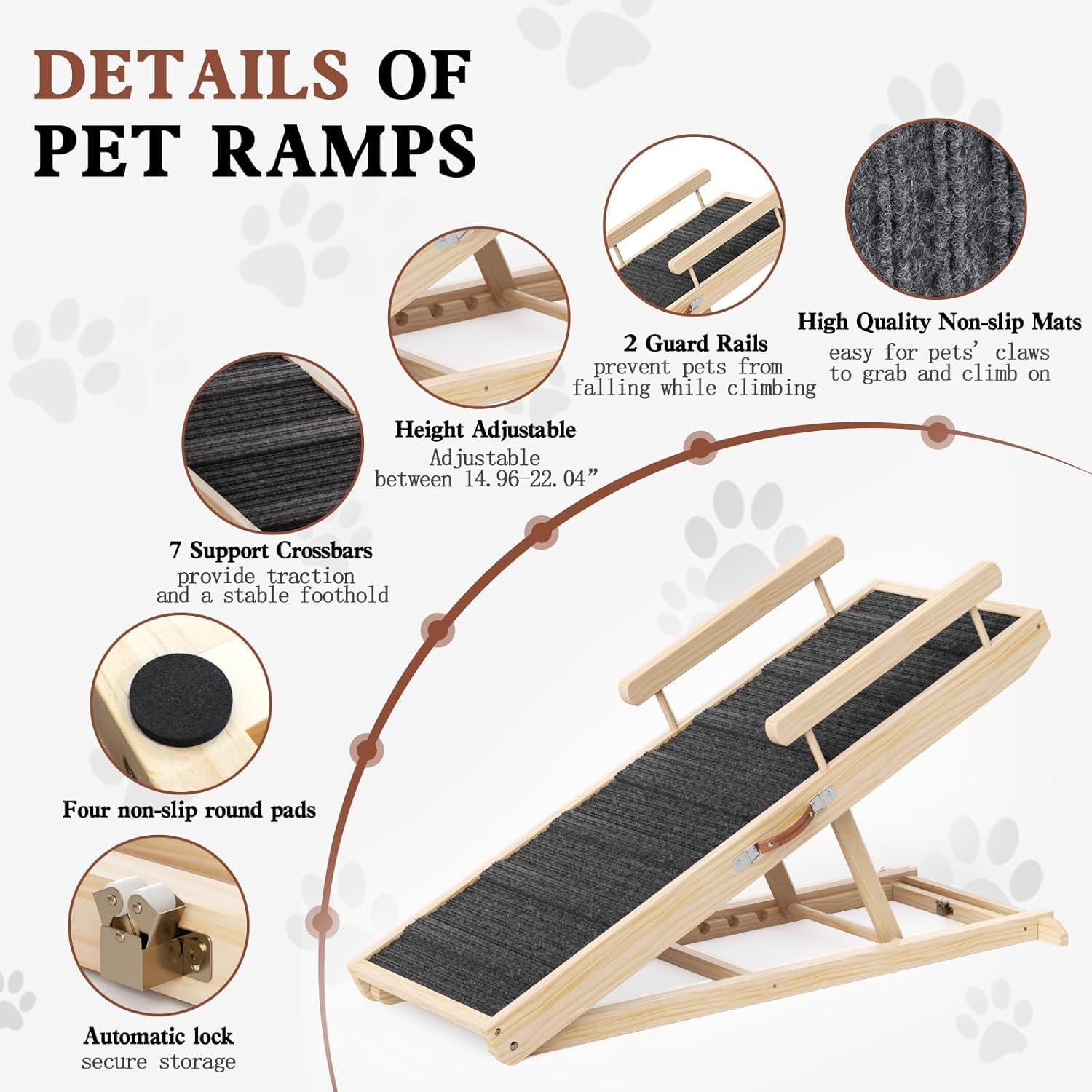 Rampa para Perros Chuiendi 113 cm Ajustable 5 Alturas Antideslizante