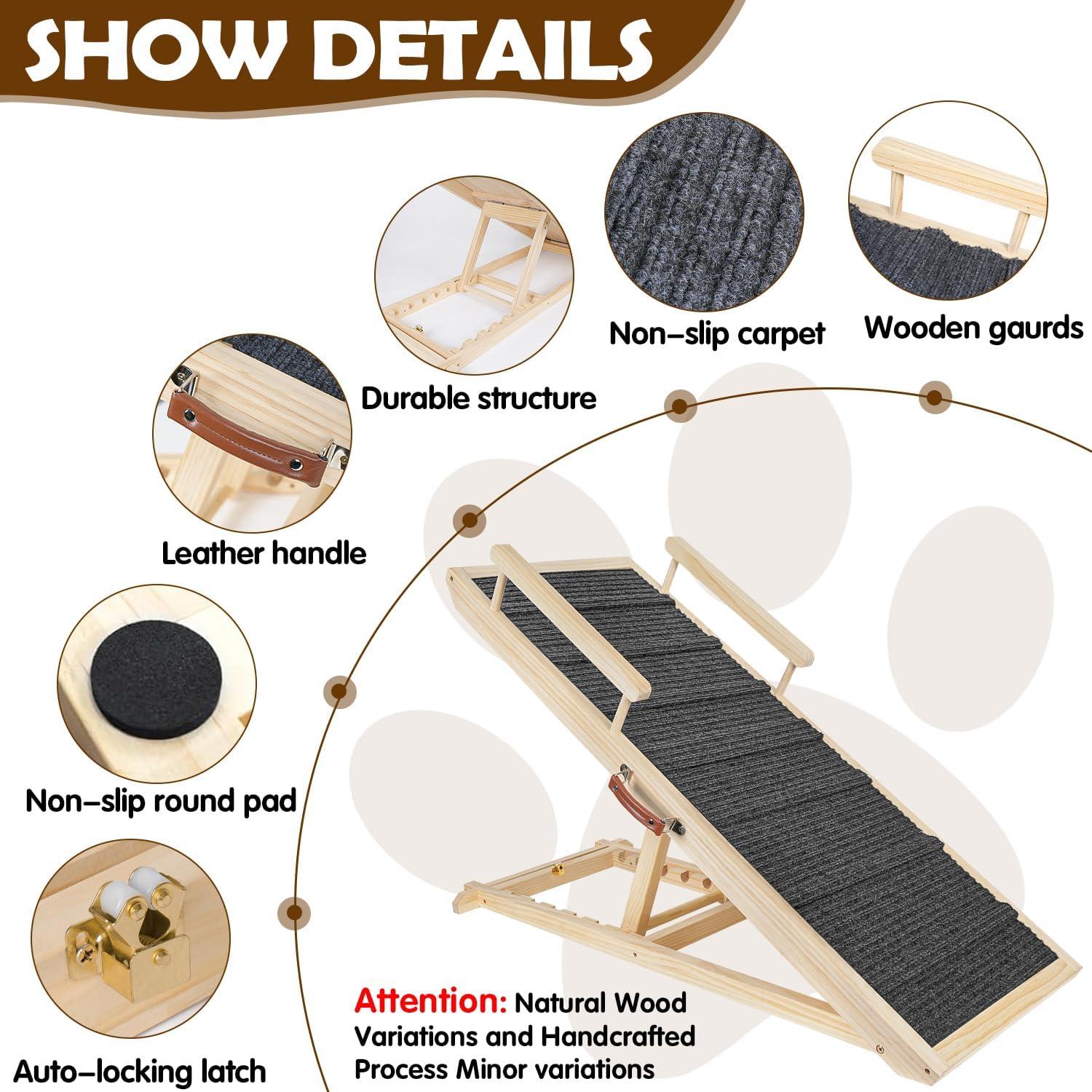 Rampa para Perros de Madera Xi Bei 111.76 cm Antideslizante