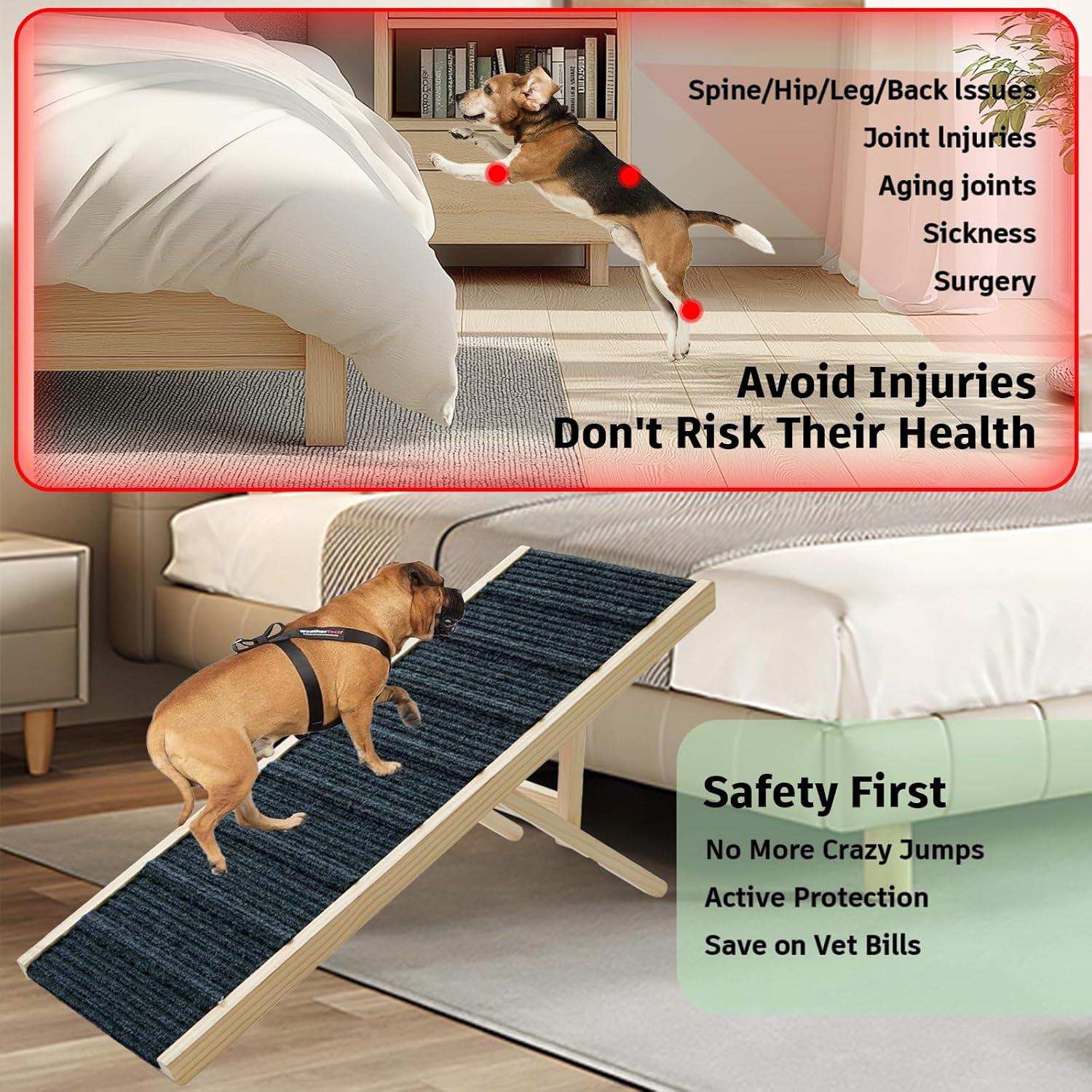 Rampa Plegable para Perros JoyPetCabin 110.49 cm Madera 6 Alturas