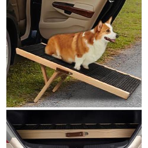Rampa Plegable para Perros JoyPetCabin 110.49 cm Madera 6 Alturas