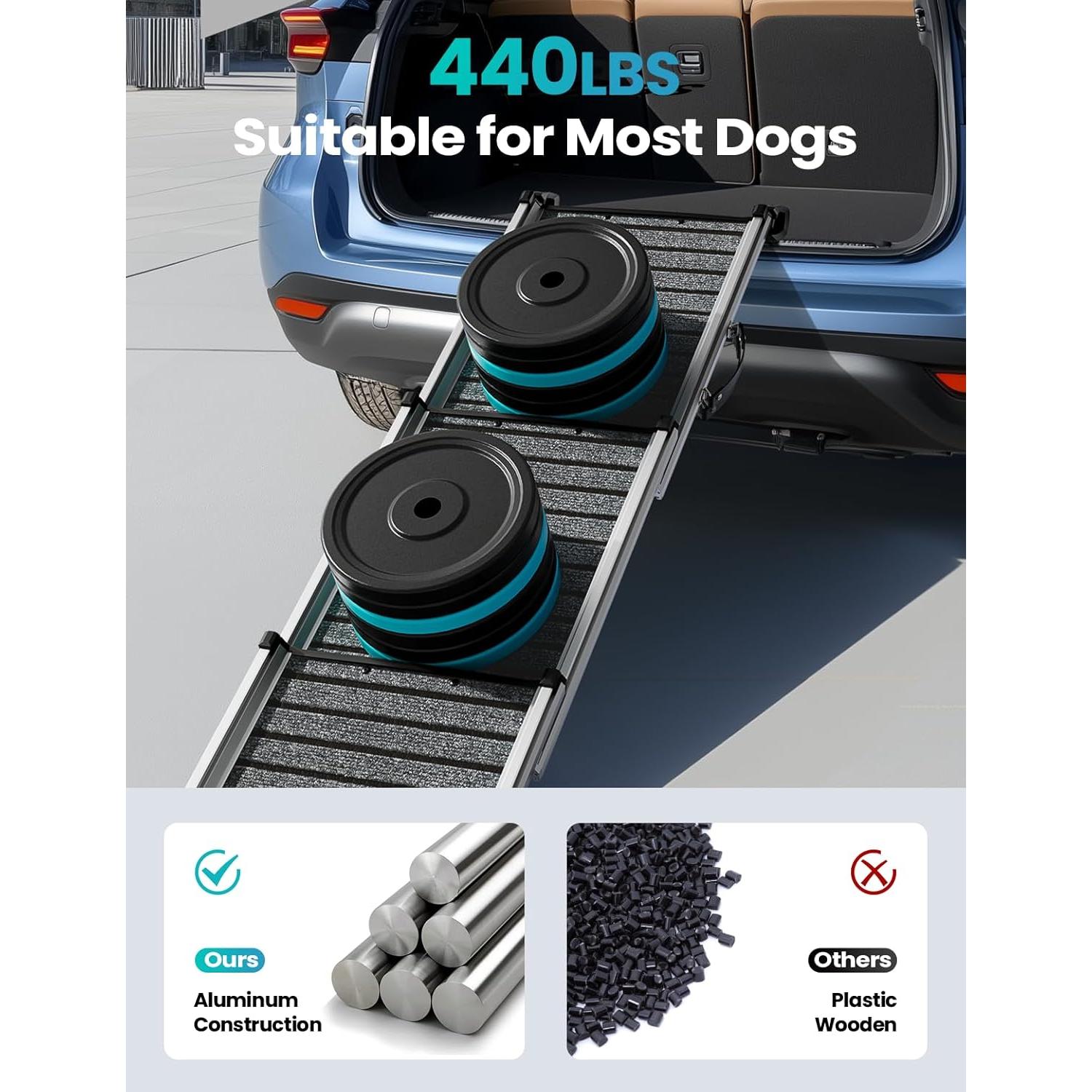 Rampa Telescópica para Perros 160 cm Antideslizante Aluminio